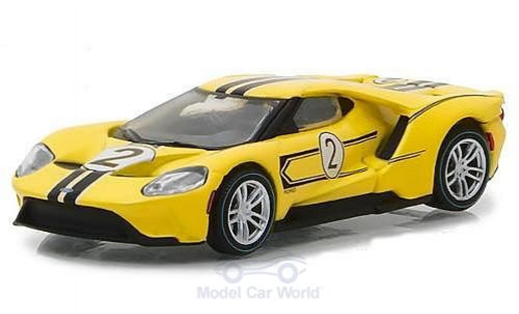 Ford GT 1/64 Greenlight giallo 2017 1967 #2 40 Mk IV Tribute modellino in miniatura
