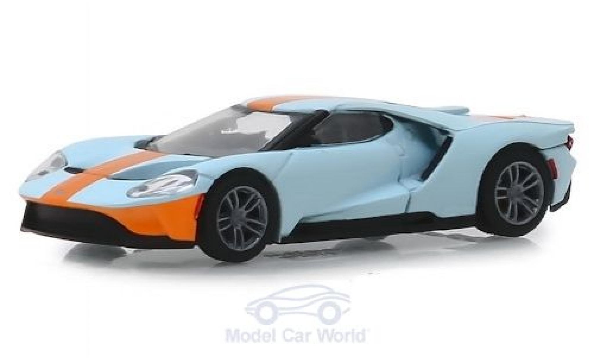 Ford GT 1/64 Greenlight Heritage Edition blu/orange 2019 modellino in miniatura