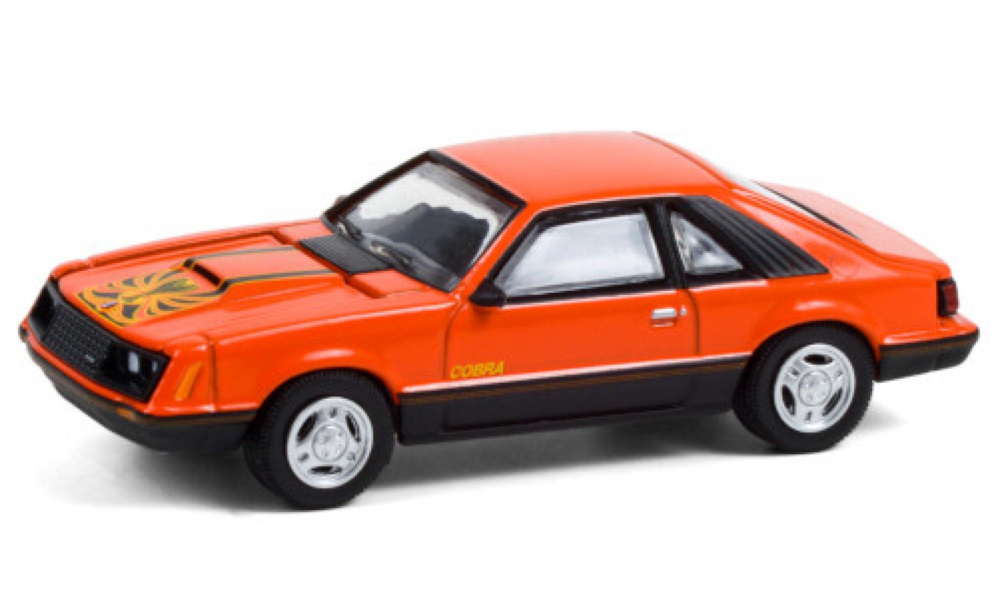 Ford Mustang 1/64 Greenlight Cobra orange/Dekor 1979 modellino in miniatura