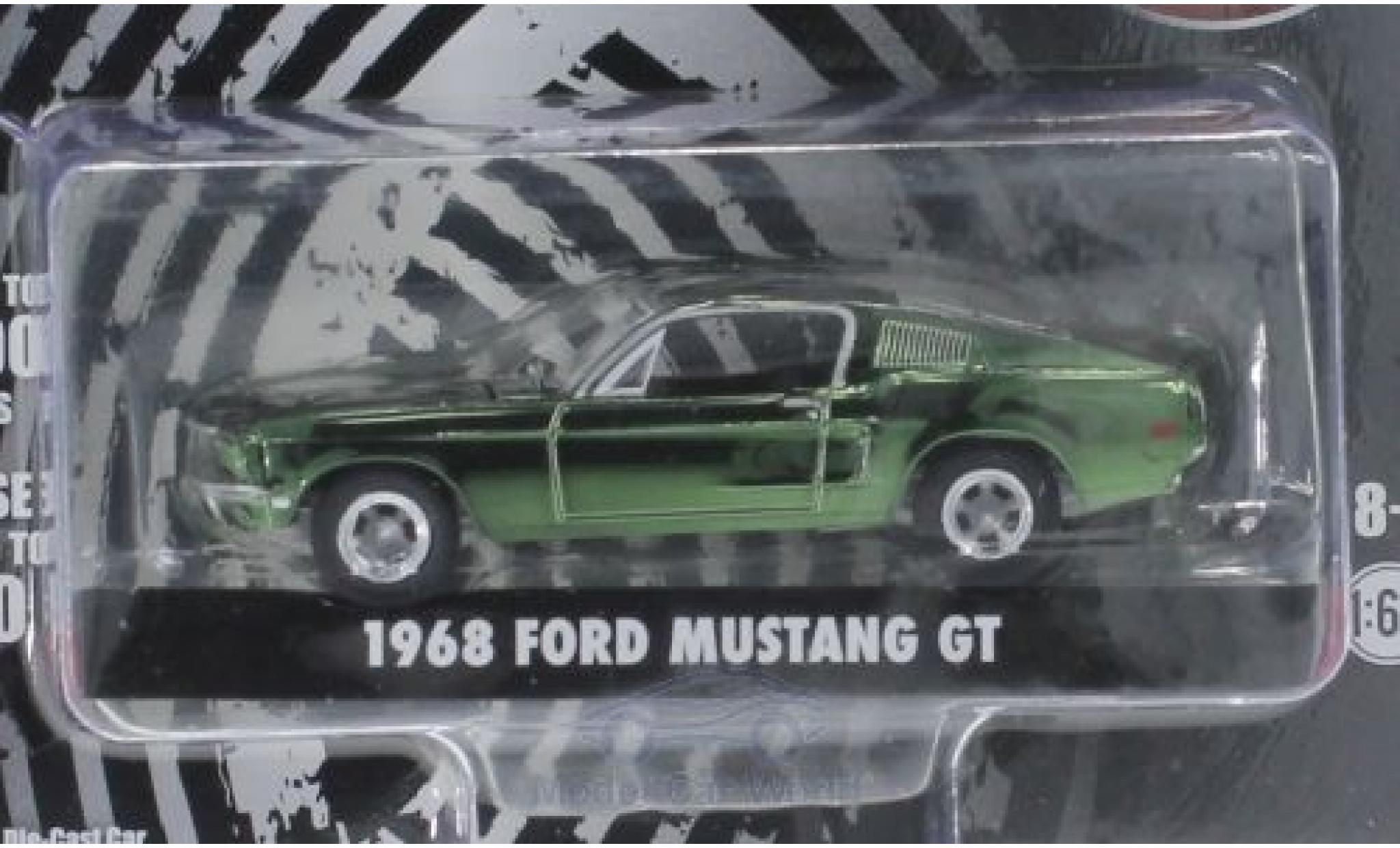 Ford Mustang GT 1/64 Greenlight GT chrom/verde Bullitt 1968 modellino in miniatura