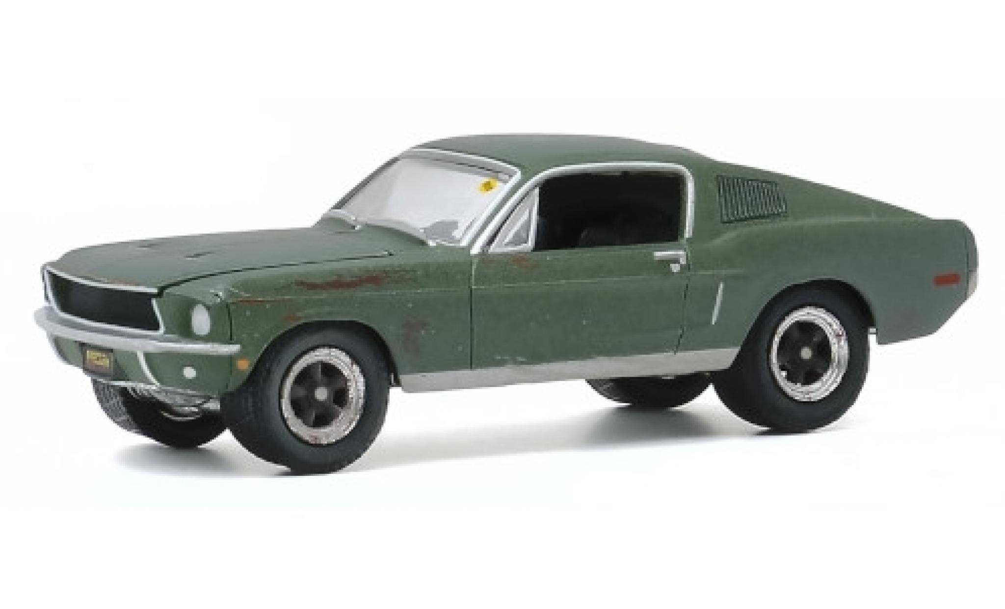 Ford Mustang 1/64 Greenlight GT metallico verde 1968 avec Witterungsspuren modellino in miniatura
