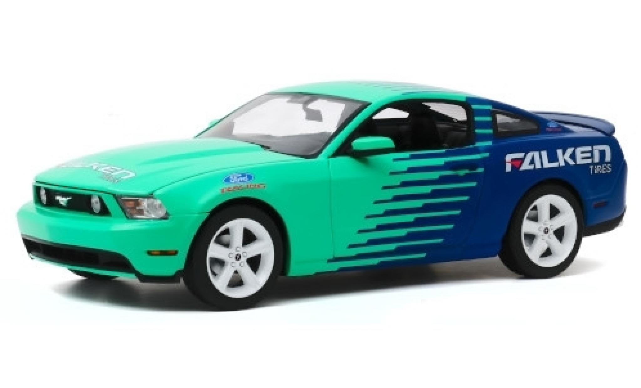 Ford Mustang 1/18 Greenlight GT türkis/blu Falken Tires 2010 modellino in miniatura