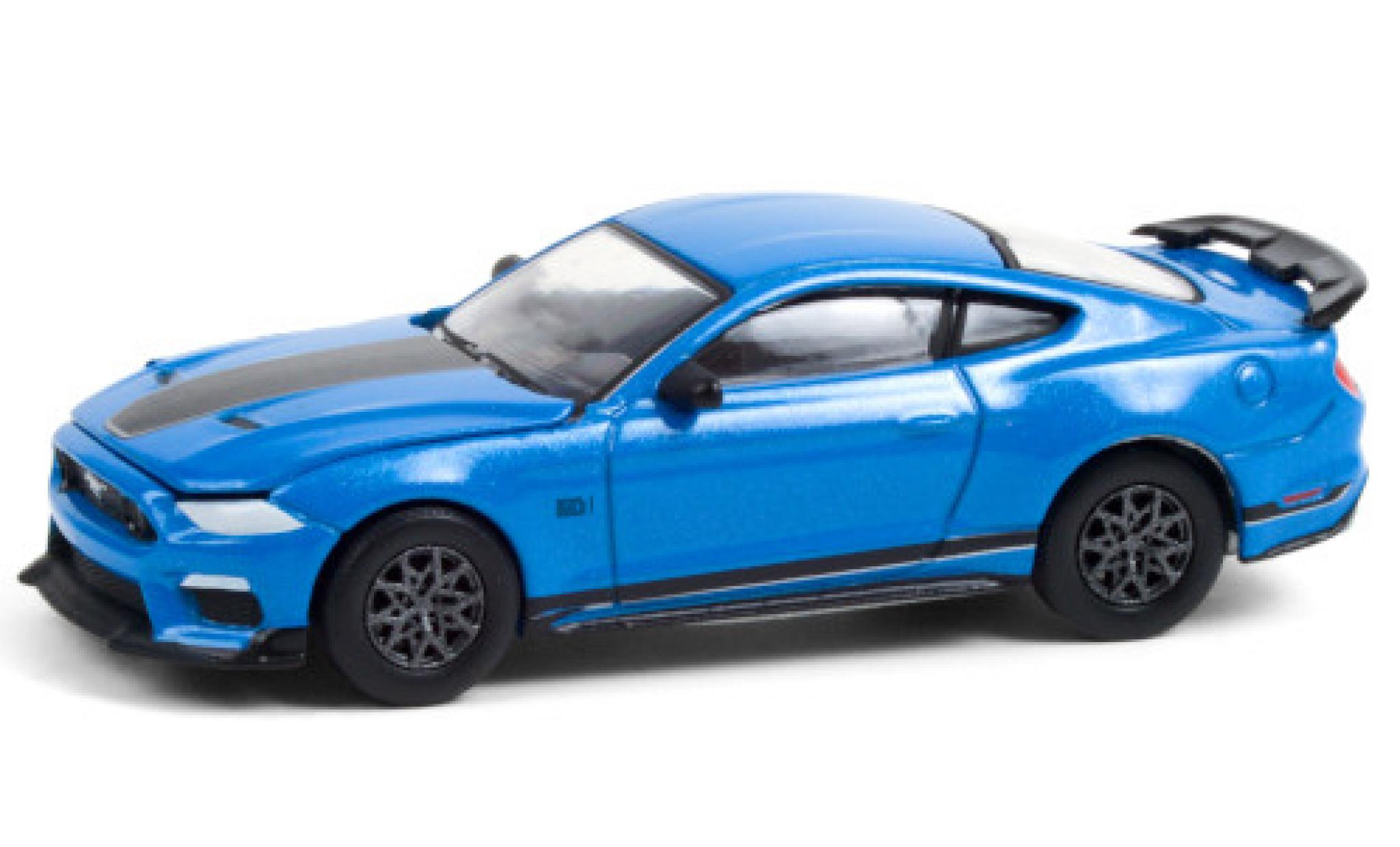 Ford Mustang 1/64 Greenlight Mach 1 metallico blu/matt-nero 2021 modellino in miniatura