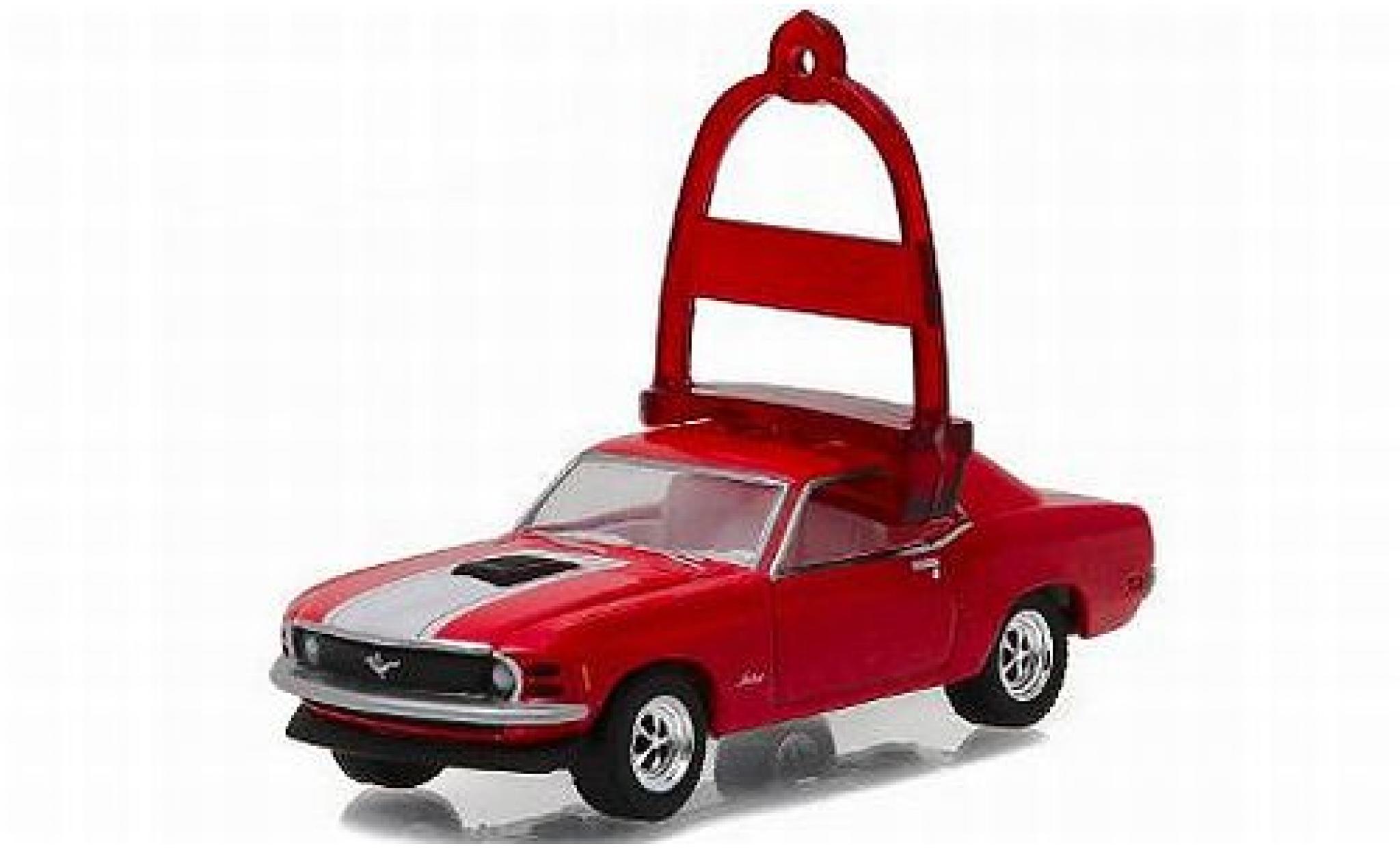 Ford Mustang 1/64 Greenlight metallico rosso/Dekor 1970 vacances Ornaments Series 1 sans Vitrine modellino in miniatura