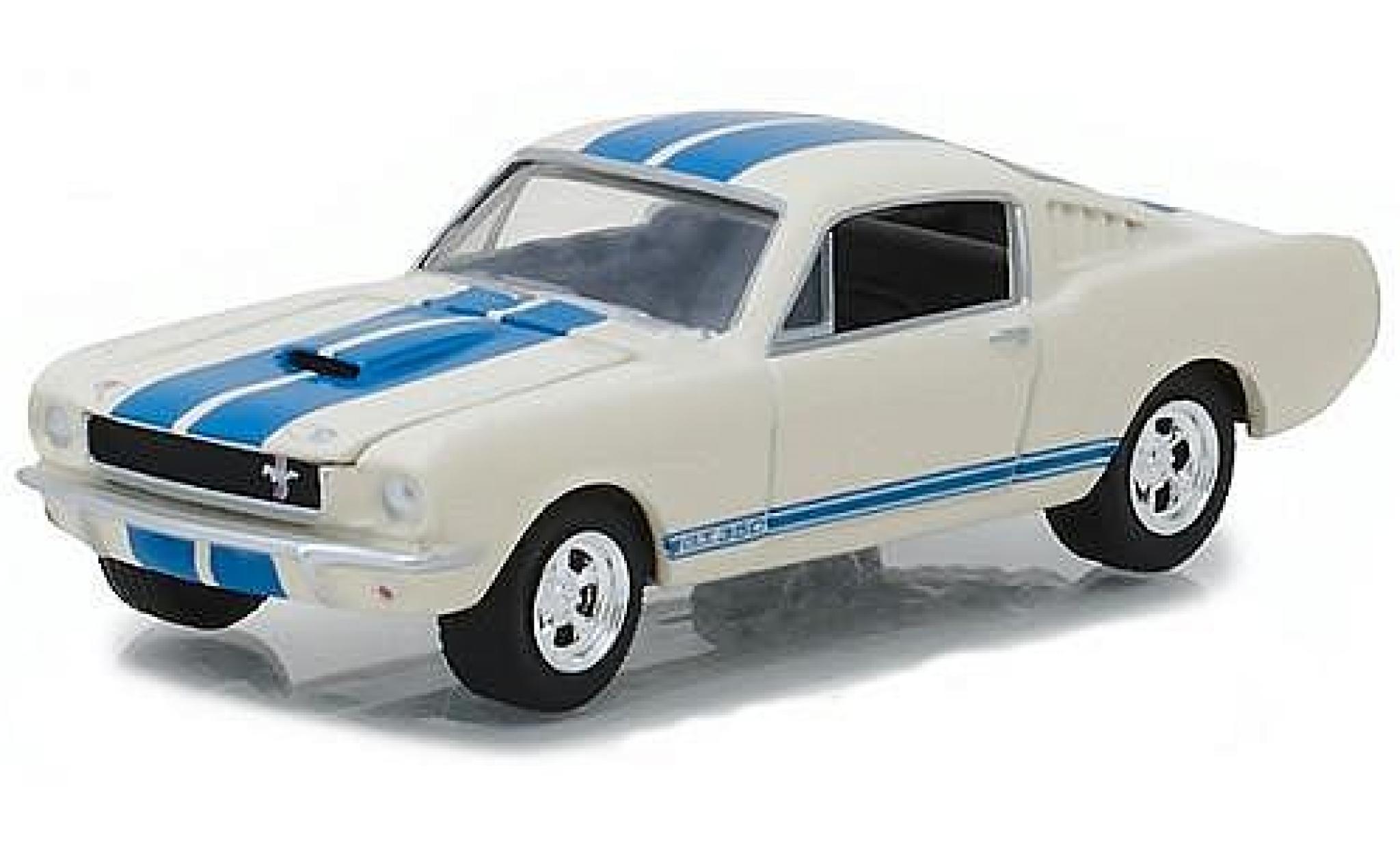 Ford Mustang 1/64 Greenlight Shelby GT350 Fastback bianco/blu 1965 modellino in miniatura