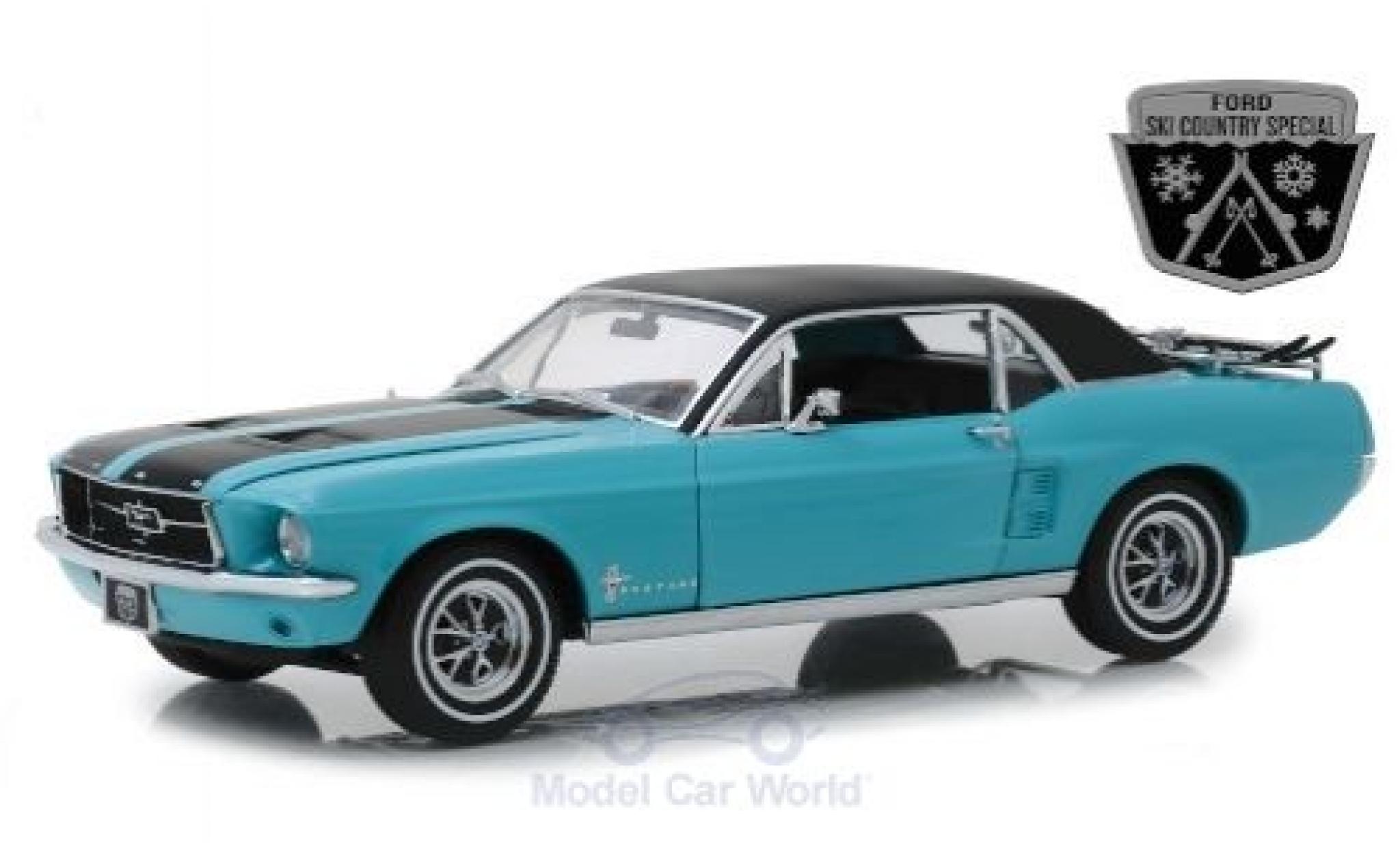 Ford Mustang 1/18 Greenlight Ski Country Special türkis/nero 1967 modellino in miniatura