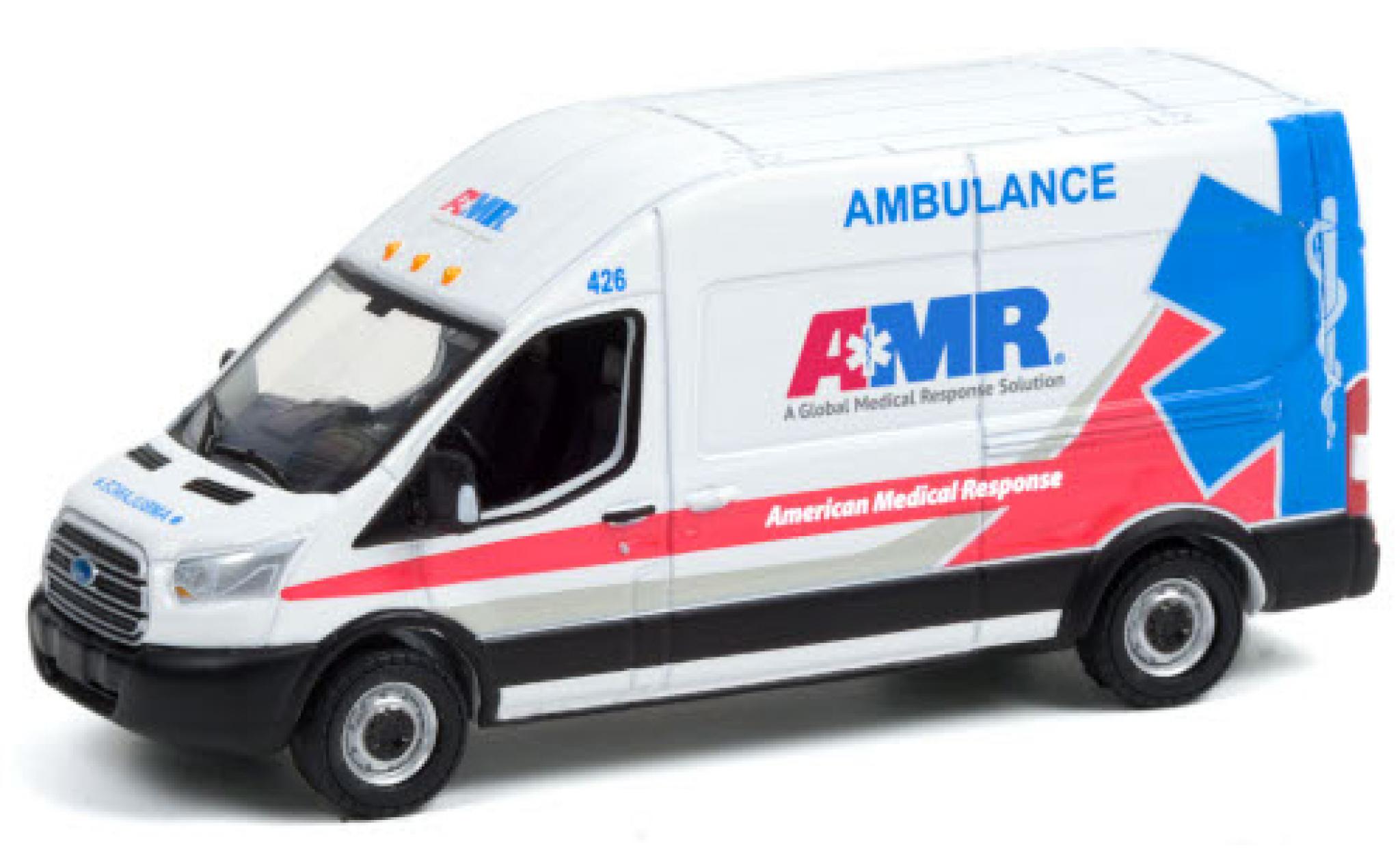 Ford Transit 1/64 Greenlight LWB HD AMR - American Medical Response 2019 modellino in miniatura