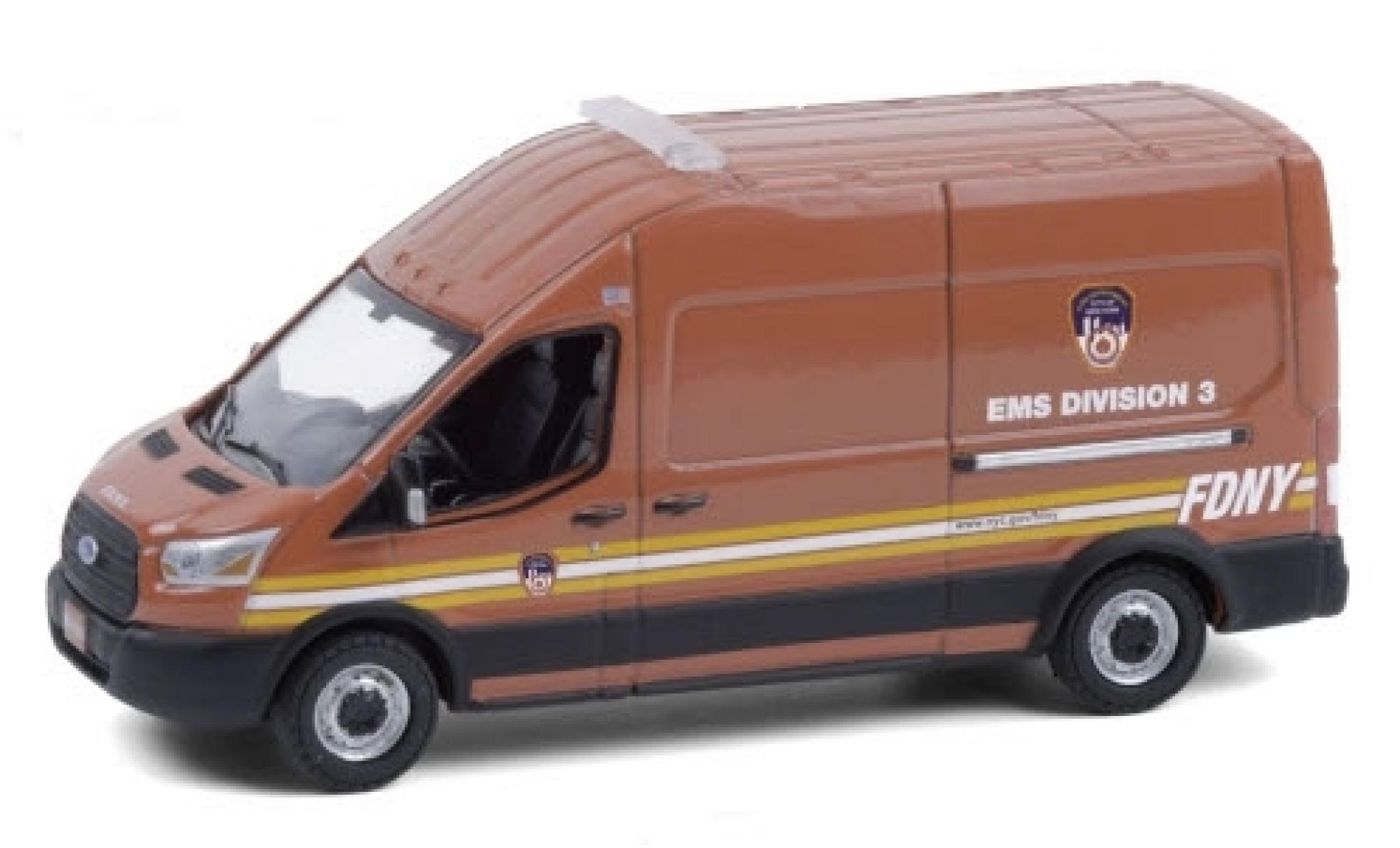 Ford Transit 1/64 Greenlight LWB High Roof F.D.N.Y. - EMS Division 3 2019 modellino in miniatura