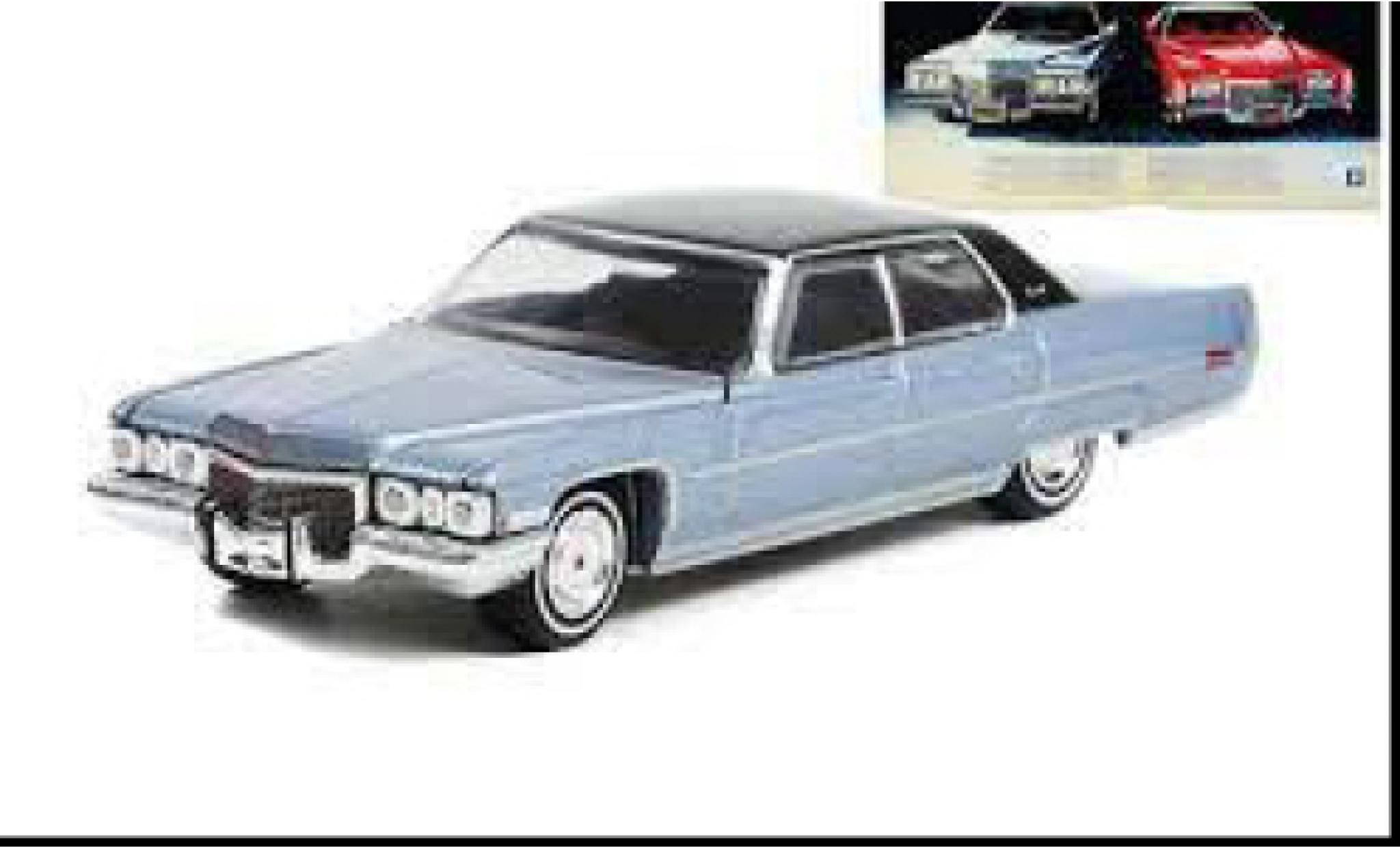 Cadillac Sedan 1/64 Greenlight DeVille metallise blu clair/nero 1972 modellino in miniatura