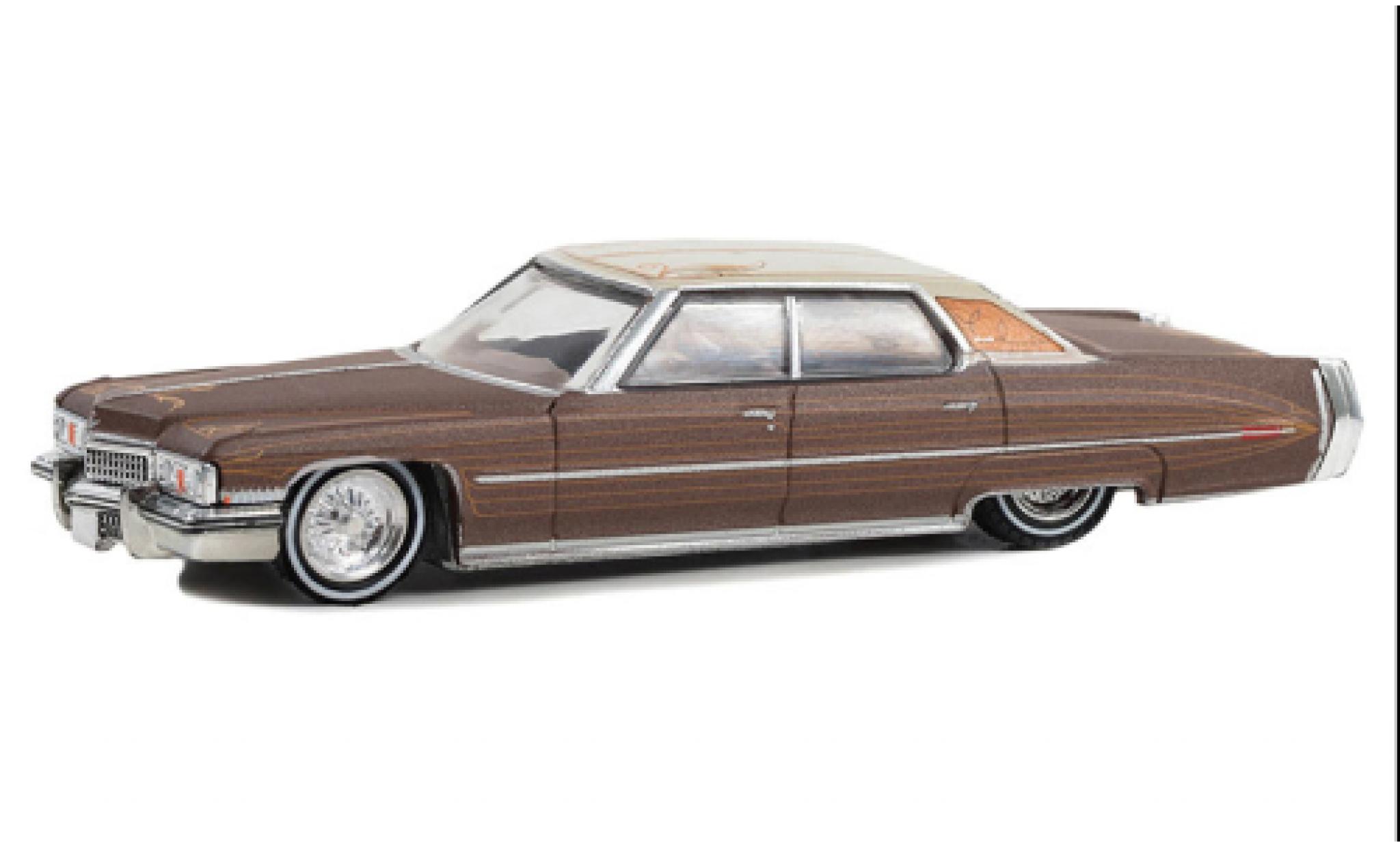Cadillac Sedan 1/64 Greenlight DeVille metallise braun/bianco 1973 modellino in miniatura