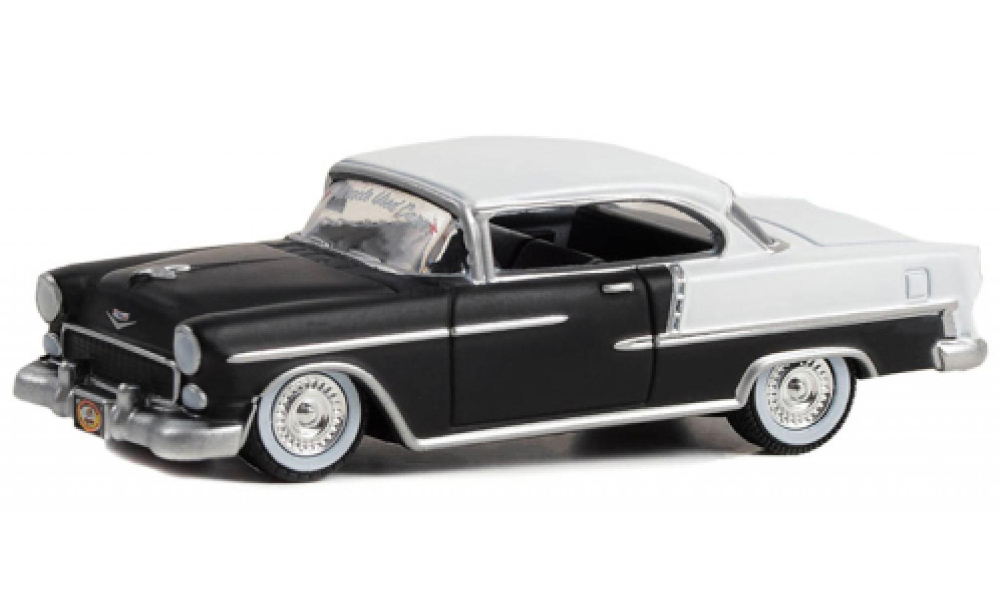 Chevrolet Bel Air 1/64 Greenlight Bel air matte noir/bianco 1955 modellino in miniatura
