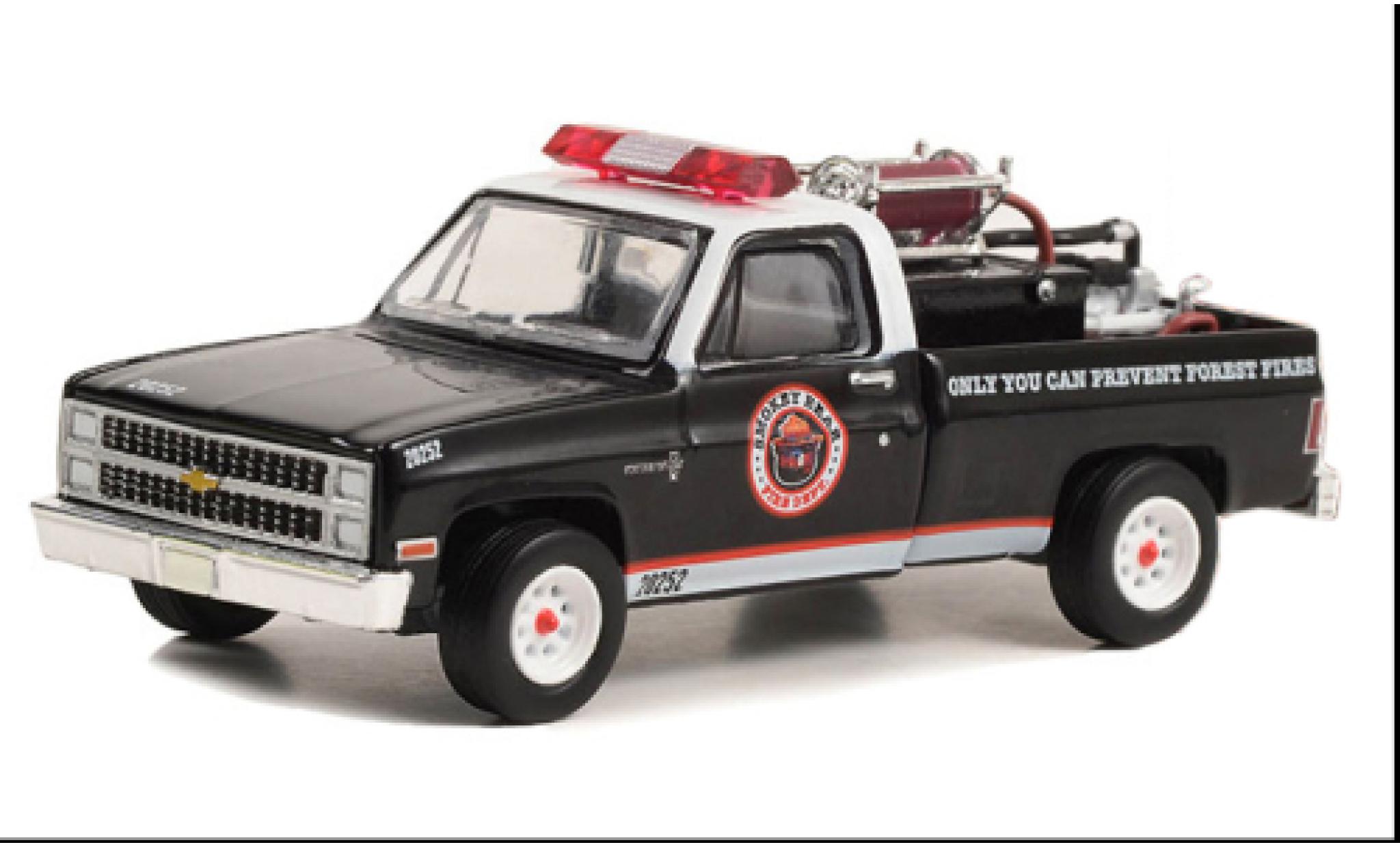Chevrolet C-20 1/64 Greenlight Fire Truck nero/bianco Smokey Bear 1982 modellino in miniatura