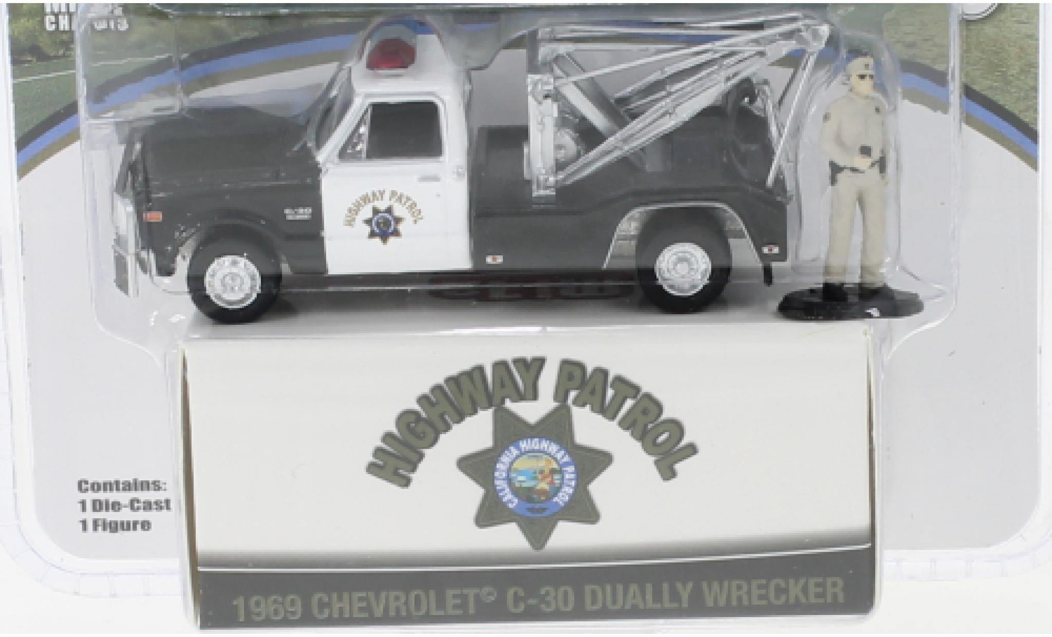 Chevrolet C-30 1/64 Greenlight Abschleppwagen Highway Patrol 1969 modellino in miniatura