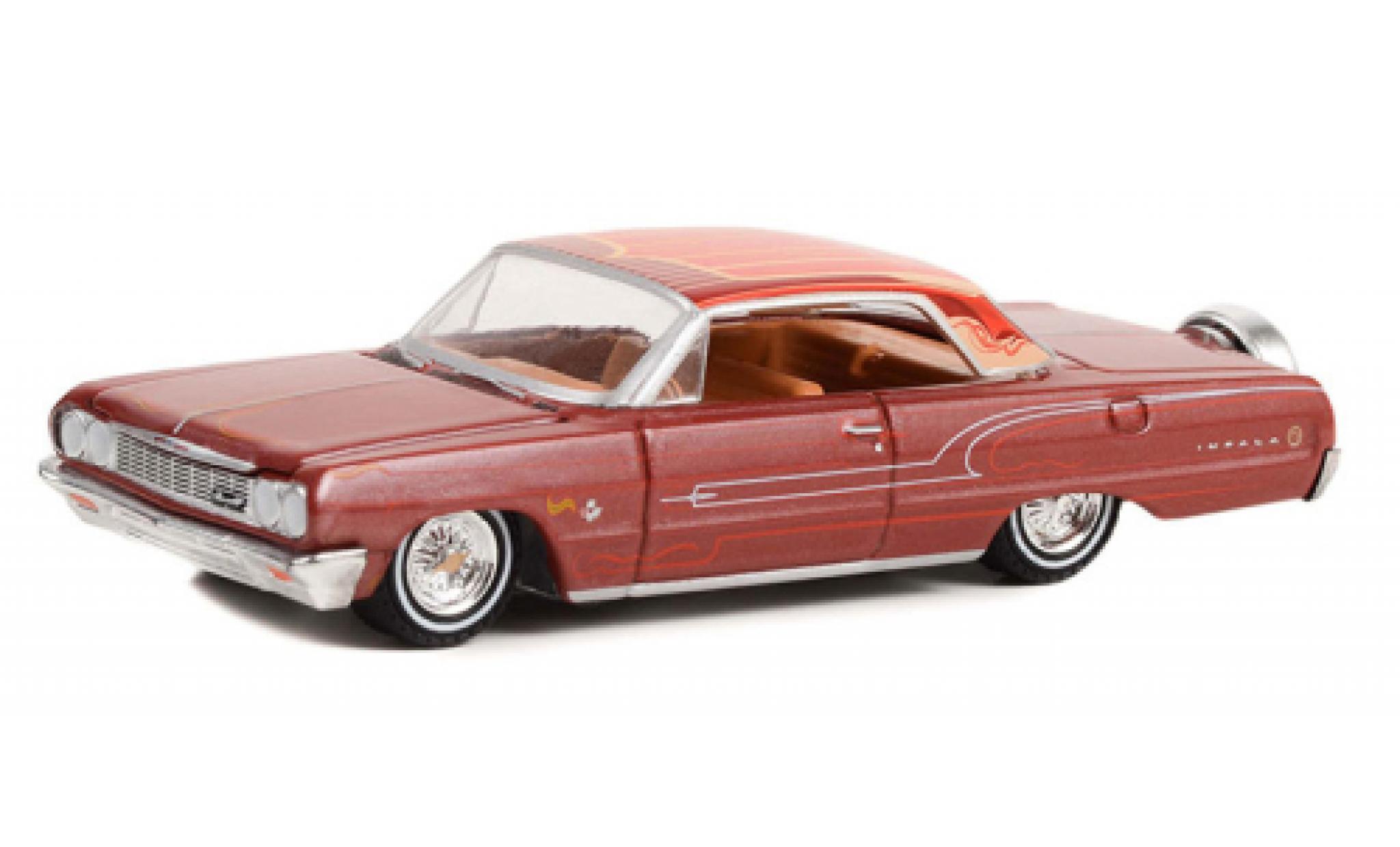 Chevrolet Impala 1/64 Greenlight rosso/Dekor 1964 modellino in miniatura