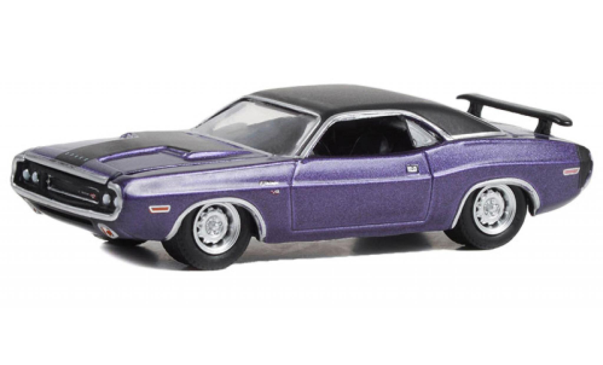 Dodge Challenger 1/64 Greenlight R/T metallise violett/nero 1970 modellino in miniatura