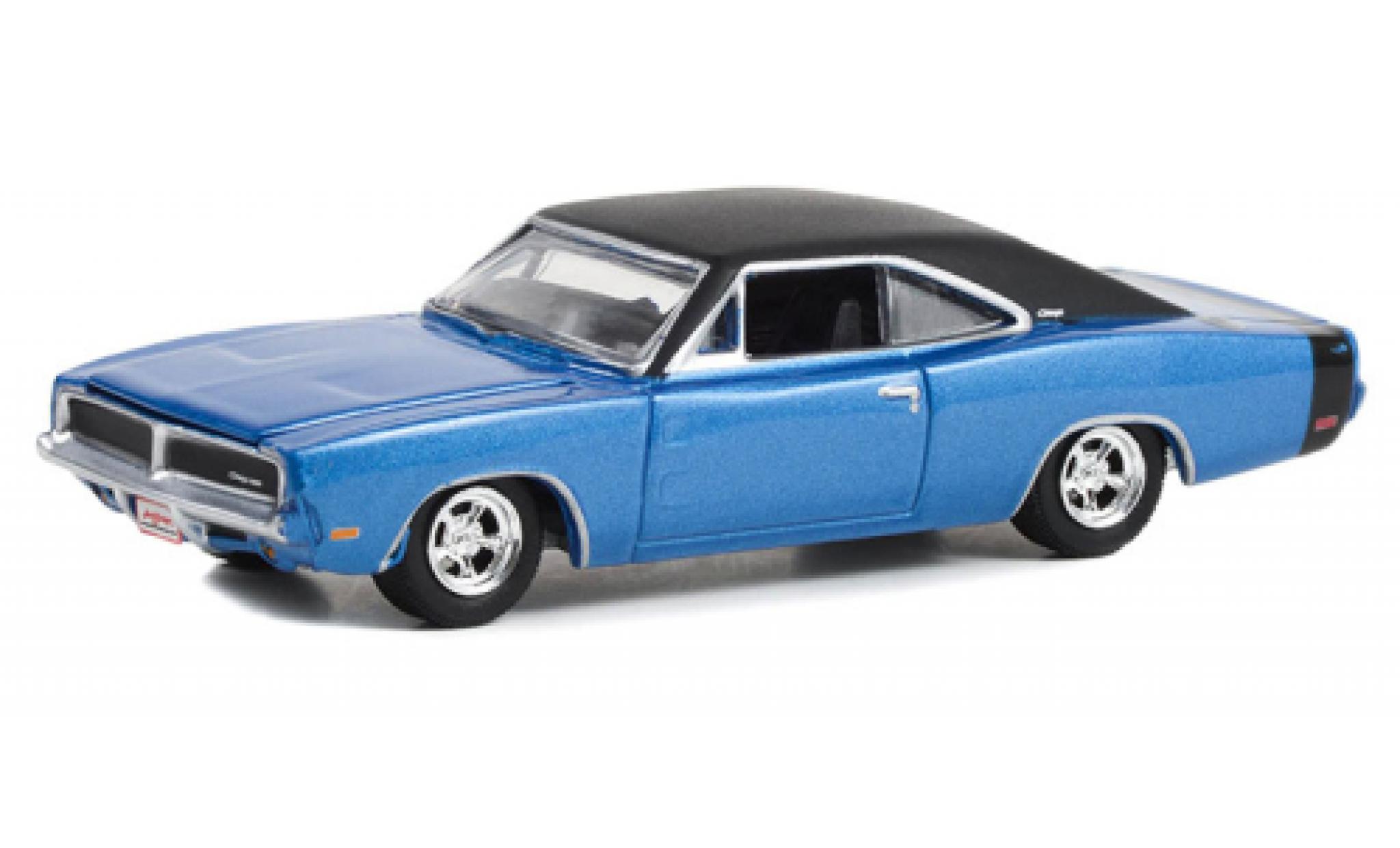 Dodge Charger 1/64 Greenlight metallise blu/nero 1969 modellino in miniatura