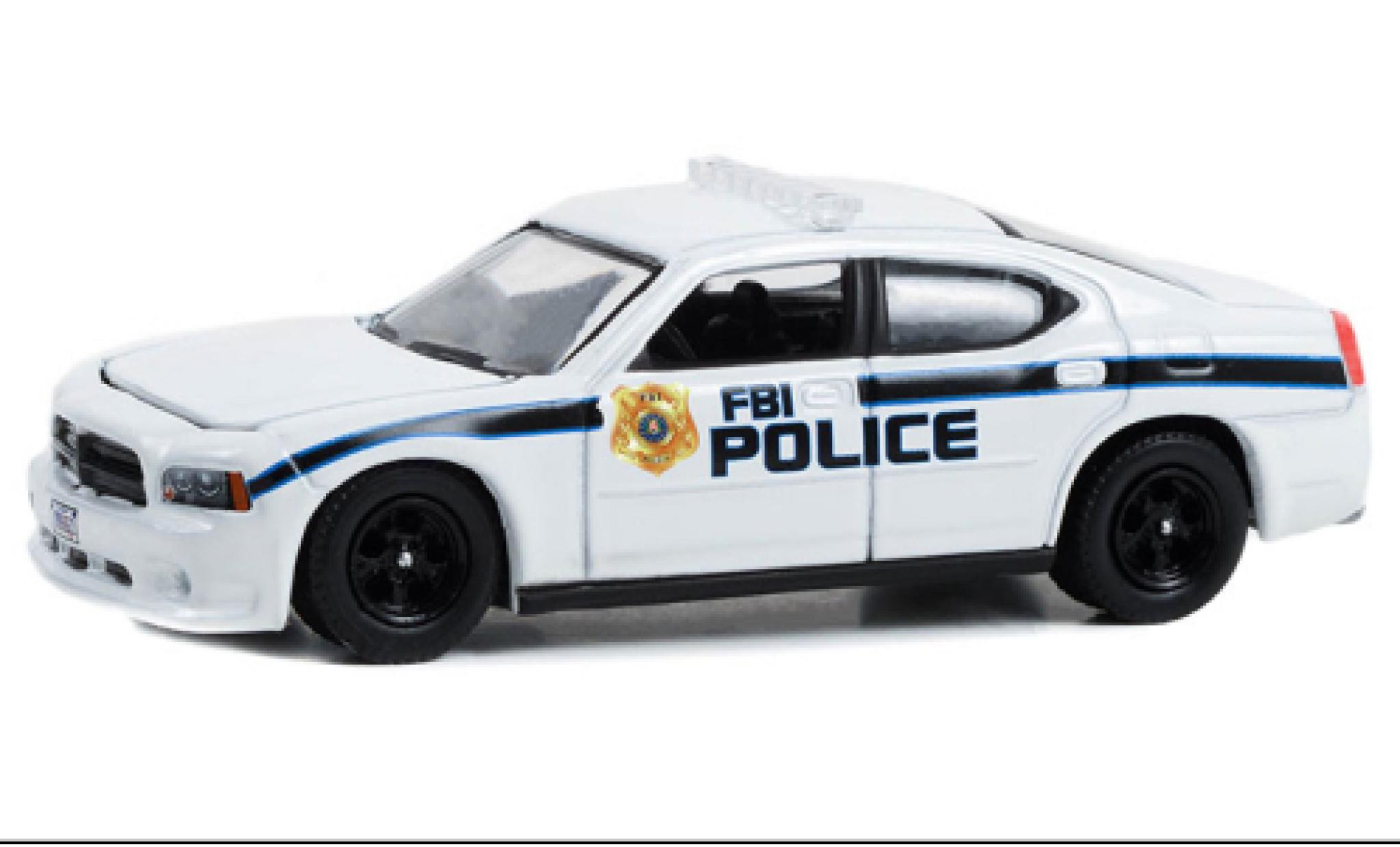 Dodge Charger 1/64 Greenlight Police Pursuit FBI Police 2008 modellino in miniatura