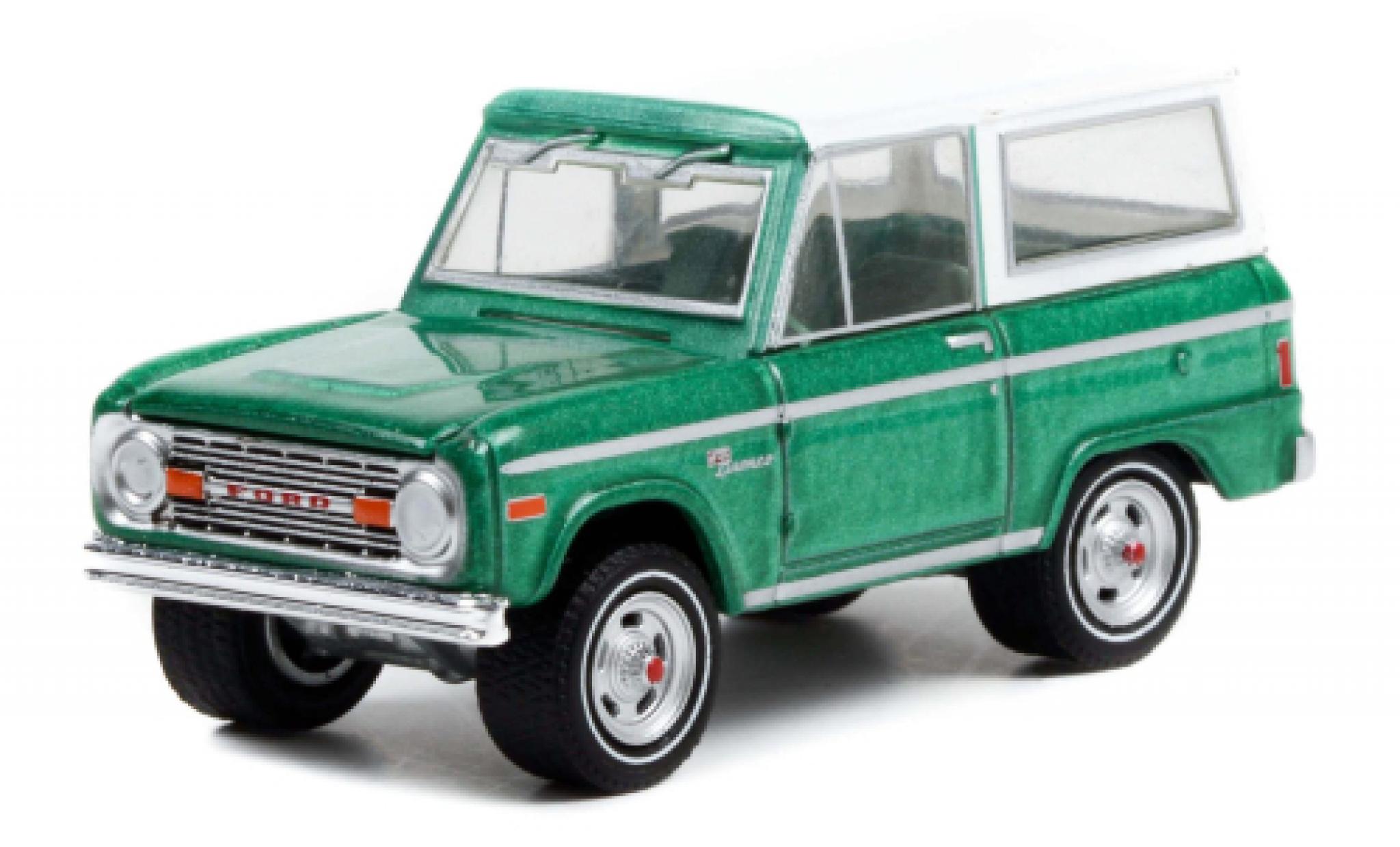 Ford Bronco 1/64 Greenlight metallise verde/bianco 1977 modellino in miniatura