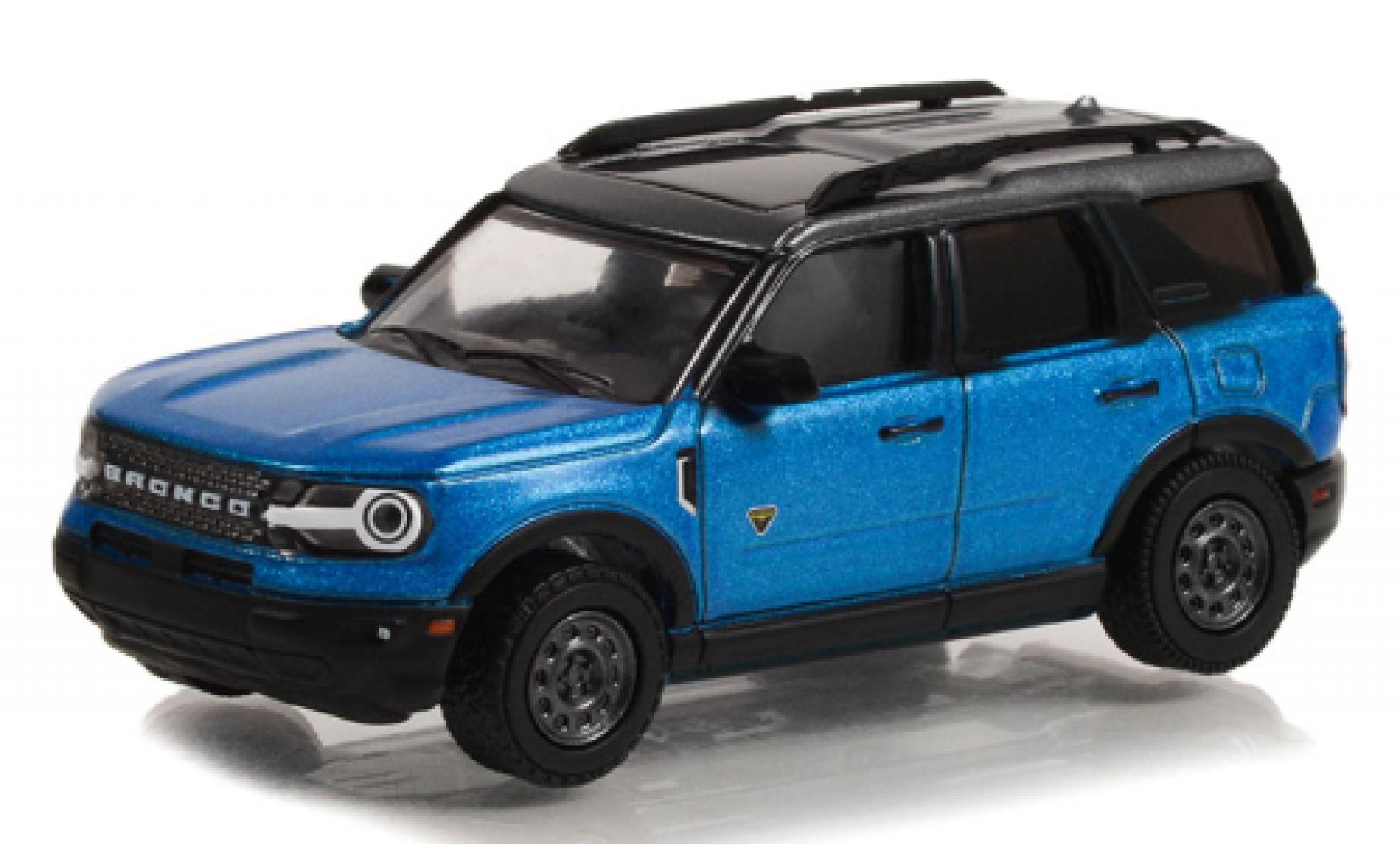 Ford Bronco 1/64 Greenlight Sport Badlands metallise blu/nero 2022 modellino in miniatura