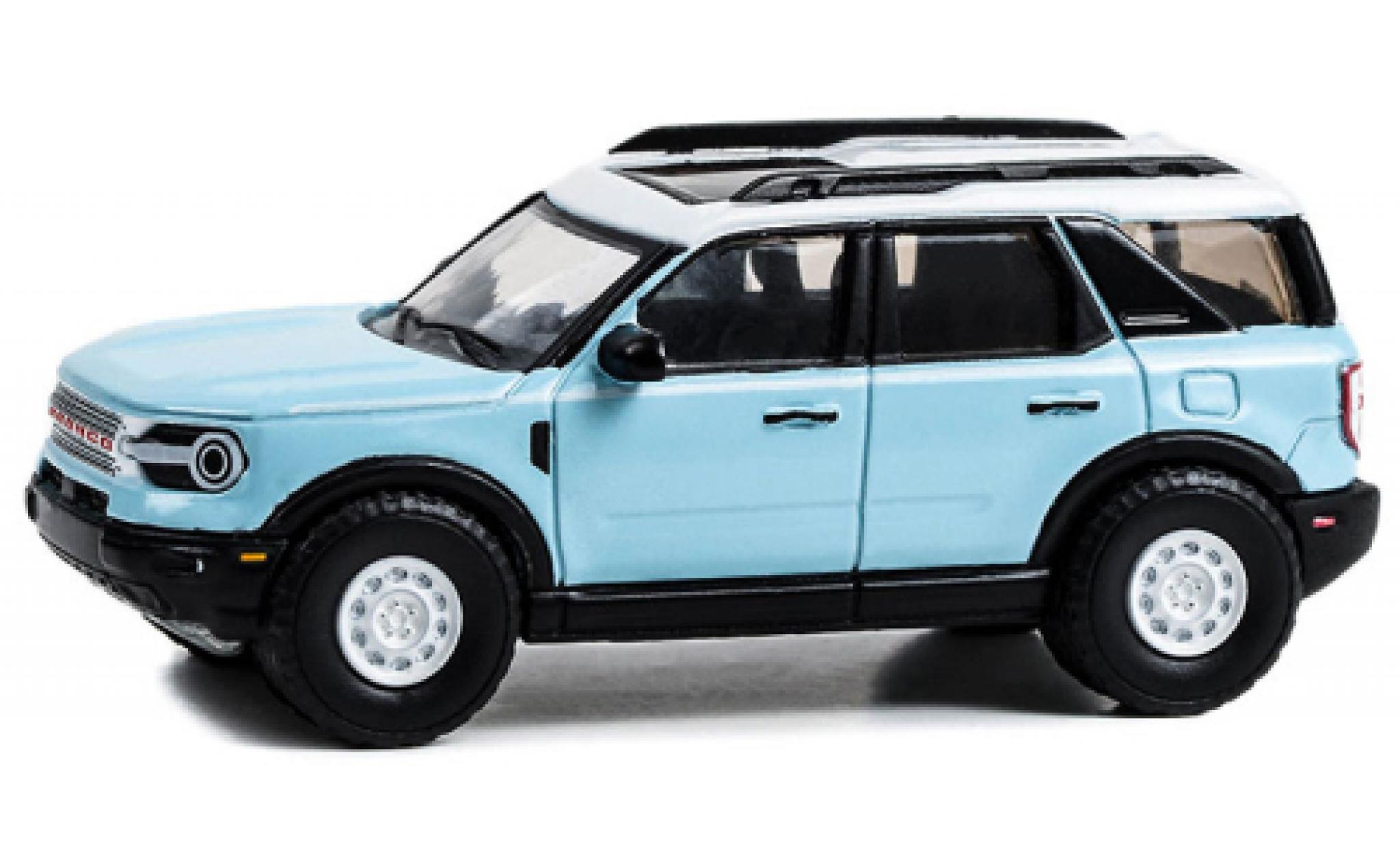 Ford Bronco 1/64 Greenlight Sport Heritage limited Edition blu clair/bianco 2023 modellino in miniatura