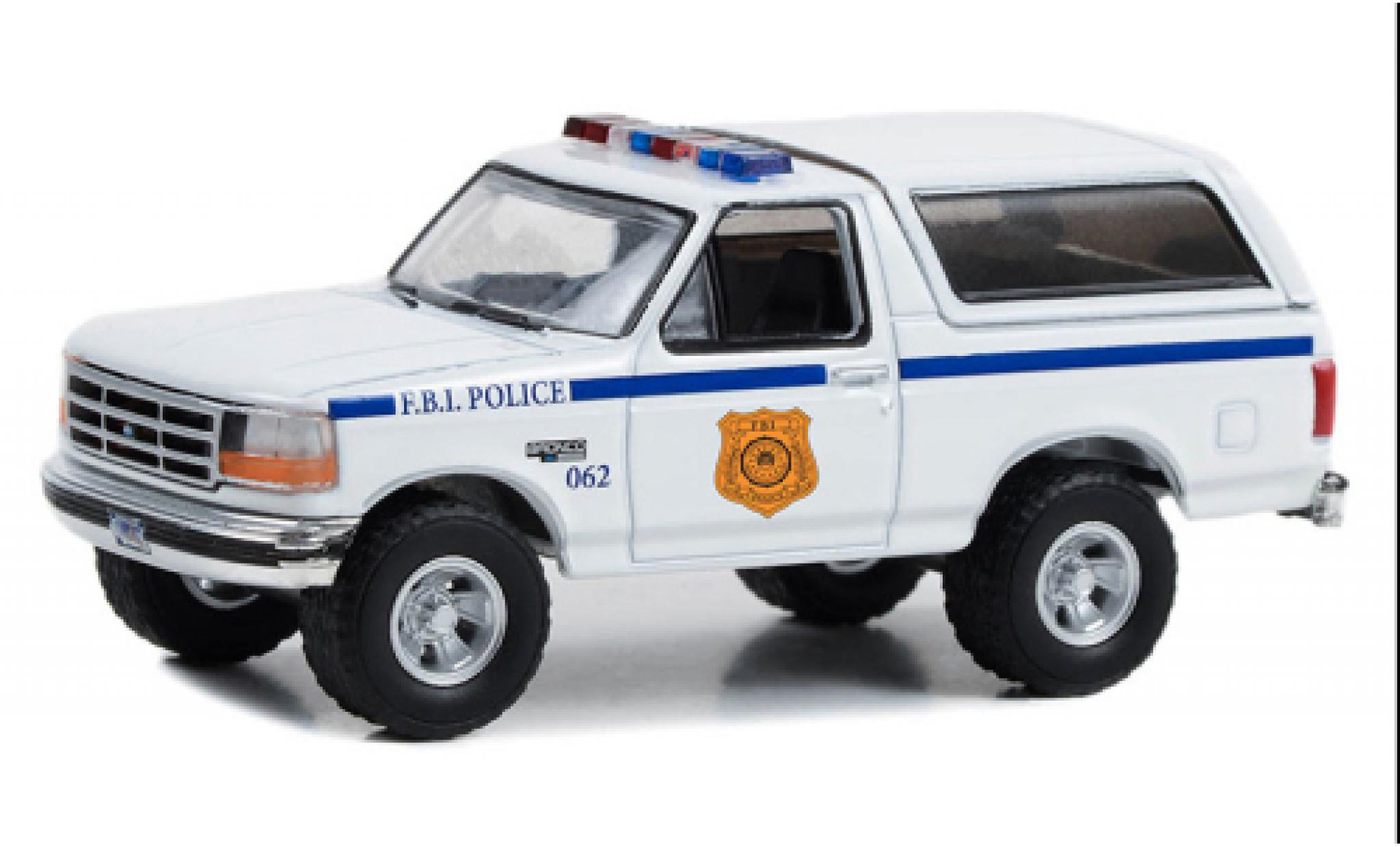 Ford Bronco 1/64 Greenlight XL FBI Police 1996 modellino in miniatura