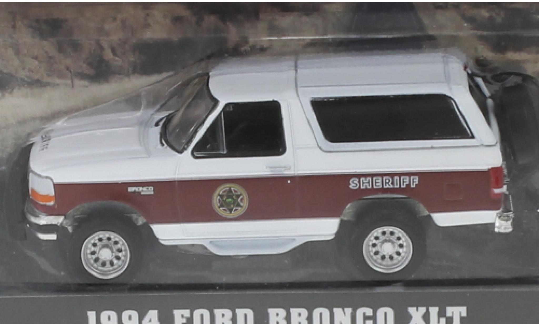 Ford Bronco 1/64 Greenlight XLT Absaroka County Sheriff 1994 modellino in miniatura