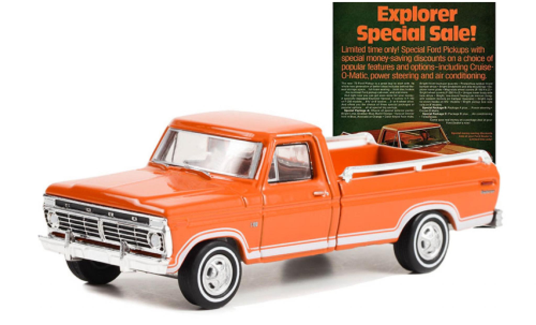 Ford F-1 1/64 Greenlight 00 Explorer orange 1973 modellino in miniatura