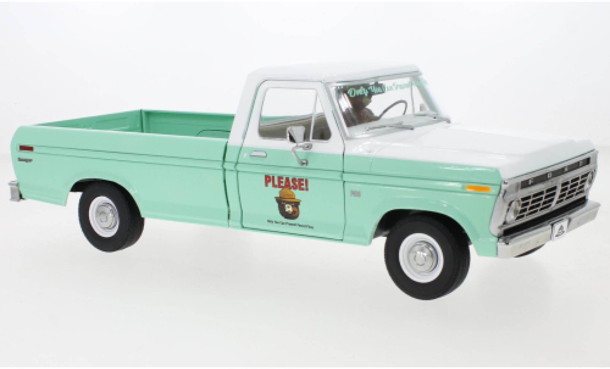 Ford F-1 1/18 Greenlight 00 turchese/bianco Smokey Bear 1975 modellino in miniatura