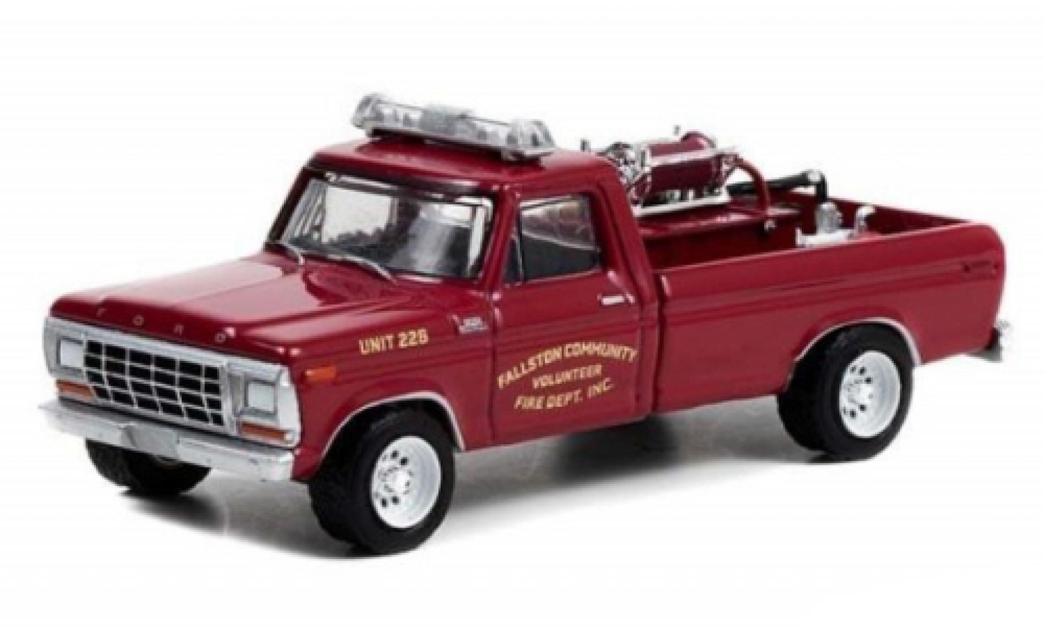 Ford F-250 1/64 Greenlight Brush Truck Fallston Community Volunteer Fire Department 1978 modellino in miniatura