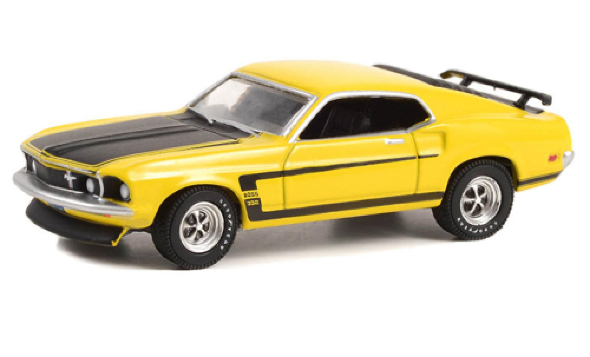 Ford Mustang 1/64 Greenlight Boss 302 giallo/nero 1969 modellino in miniatura