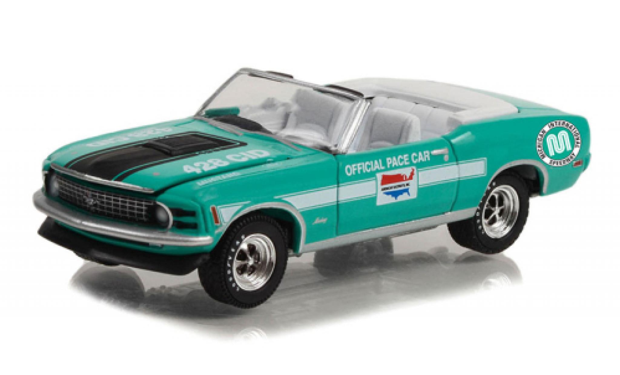 Ford Mustang 1/64 Greenlight Mach 1 Cobra Jet Convertibile Michigan International Speedway Pace Car 1970 modellino in miniatura