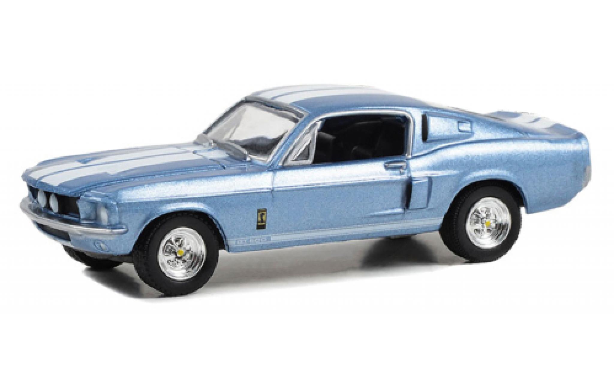 Shelby GT 500 1/64 Greenlight Ford Mustang metallise blu clair/bianco 1967 modellino in miniatura
