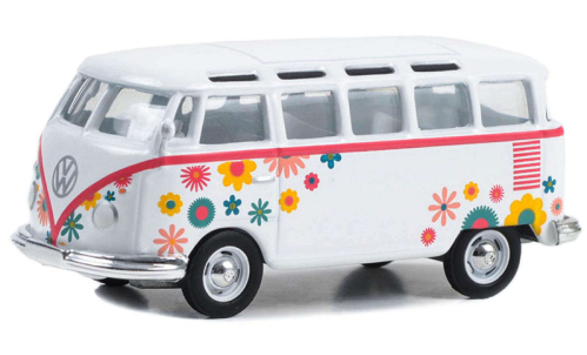 Volkswagen T1 1/64 Greenlight Samba bus bianco/Décorer 1964 modellino in miniatura
