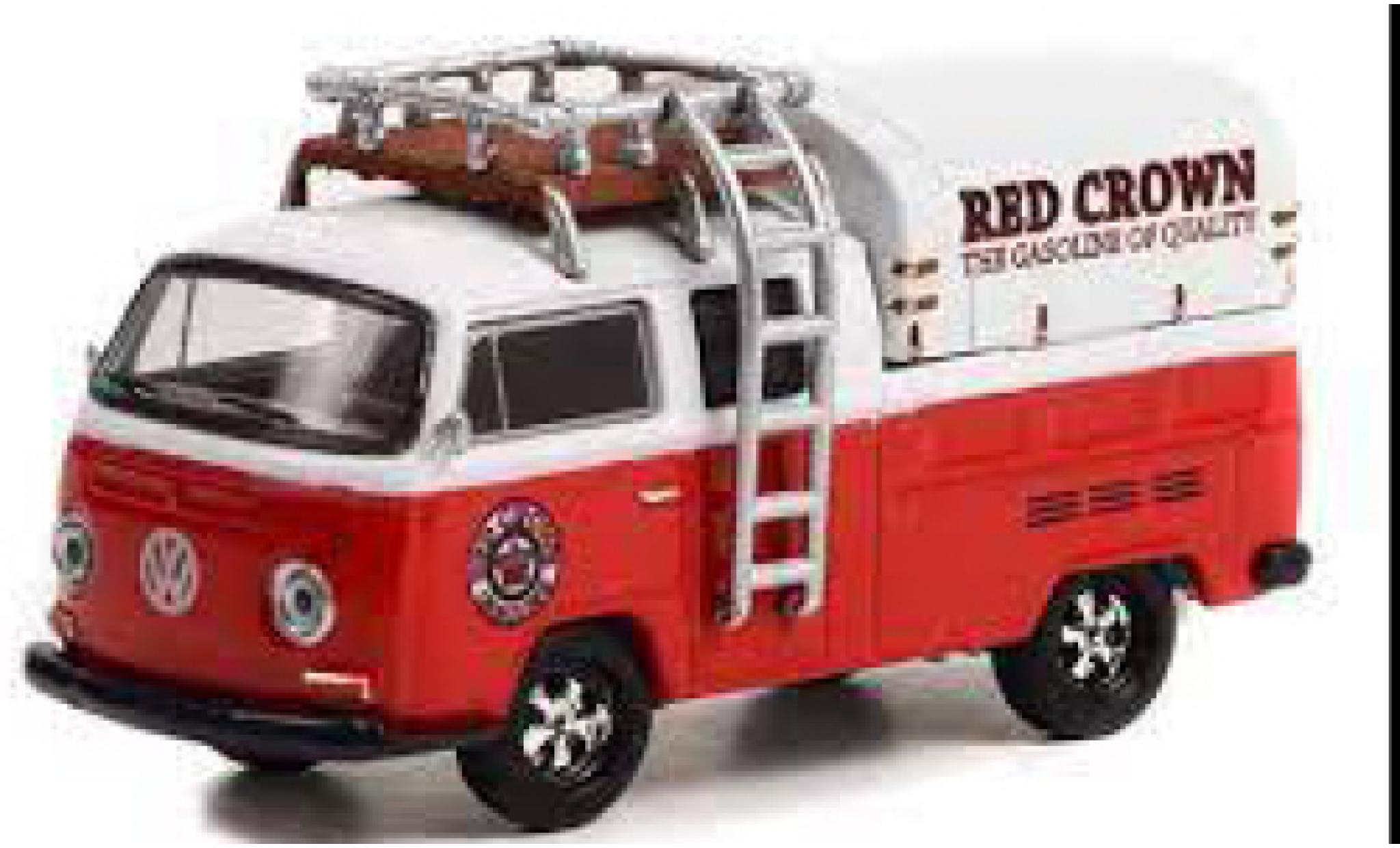 Volkswagen T2 1/64 Greenlight Doppelkabine Red Crown Gasoline 1969 modellino in miniatura