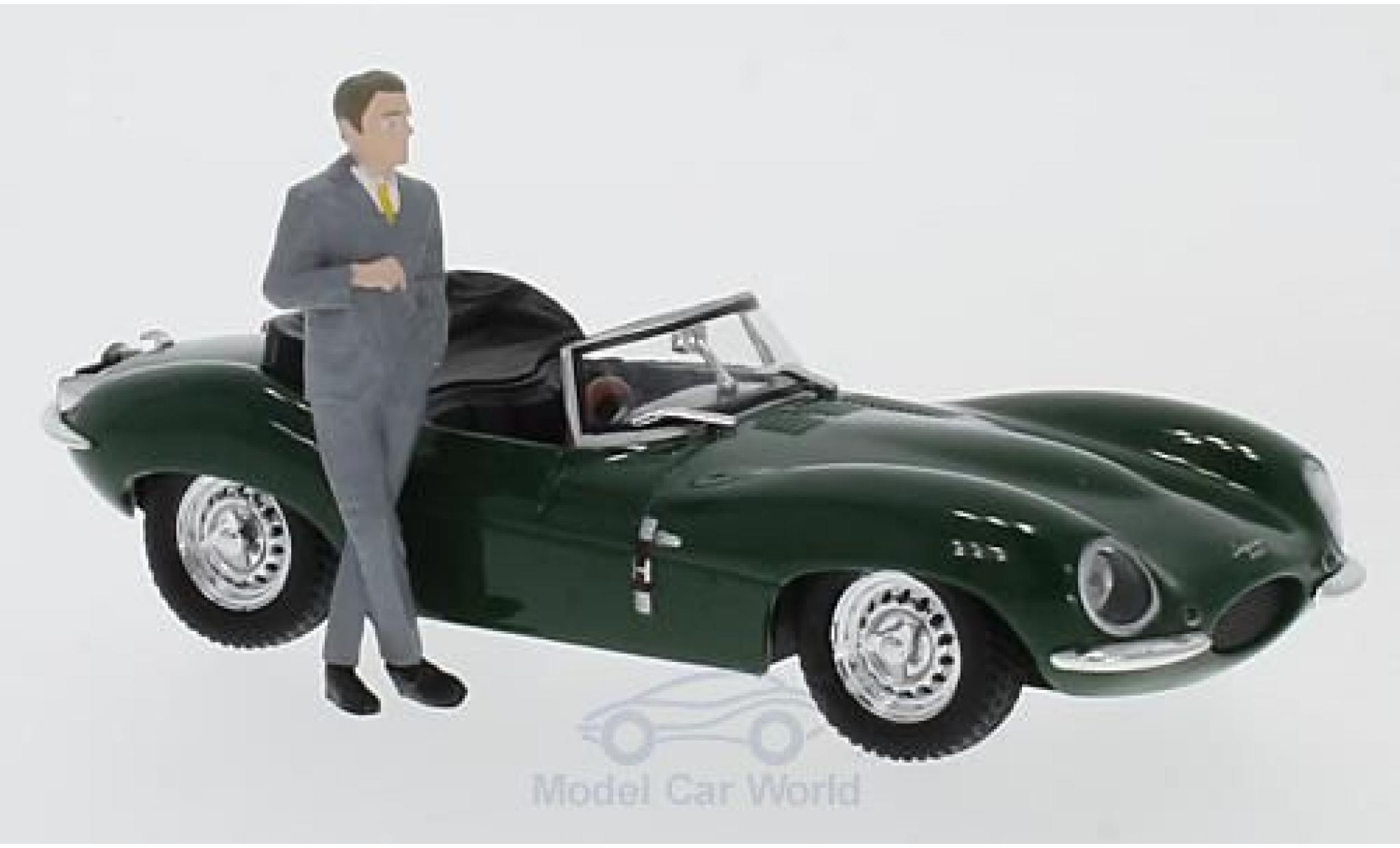 Jaguar XK SS 1/43 Greenlight SS verde RHD 1957 Steve McQueen Collection mit Fahrer Figur modellino in miniatura