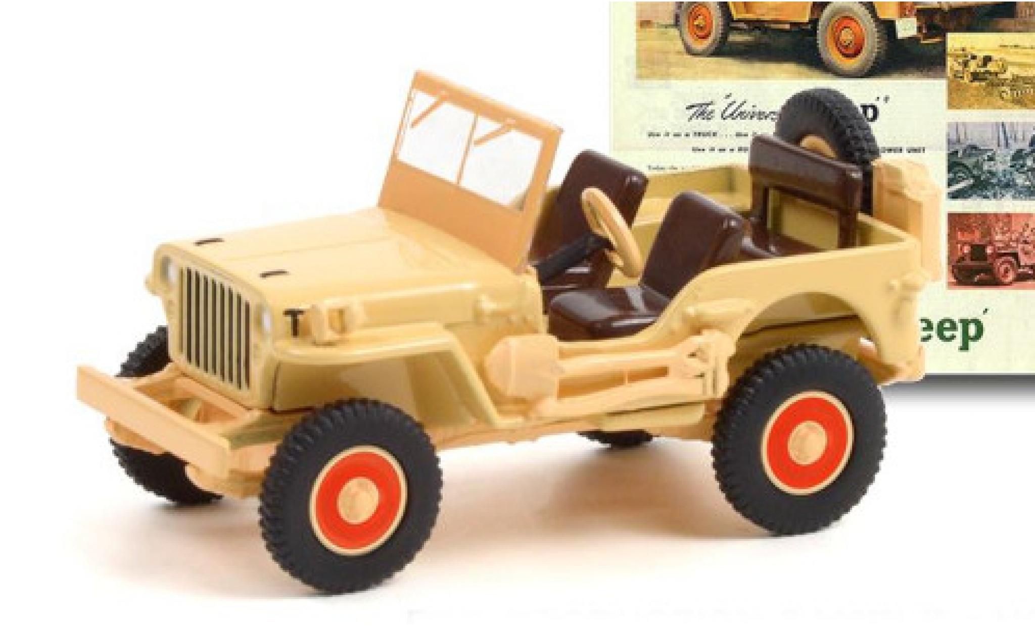 Jeep Willys 1/64 Greenlight MB beige 1945 modellino in miniatura