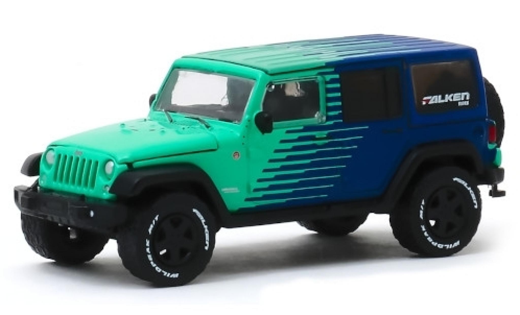 Jeep Wrangler 1/64 Greenlight Unlimited türkis/blu Falken Tires 2017 modellino in miniatura