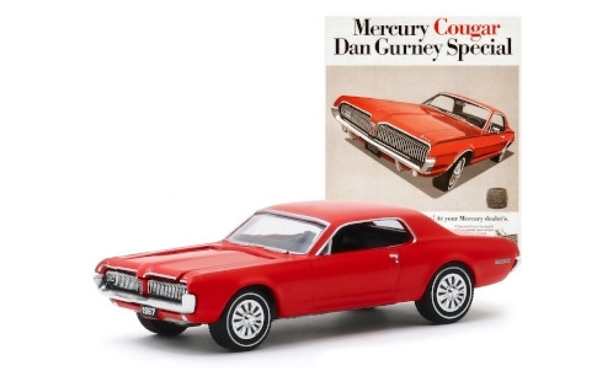 Mercury Cougar 1/64 Greenlight Dan Gurney Special rosso 1967 modellino in miniatura