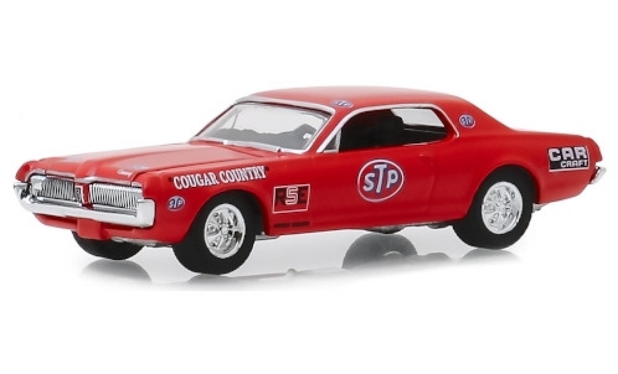 Mercury Cougar 1/64 Greenlight rosso/Dekor STP 1967 modellino in miniatura
