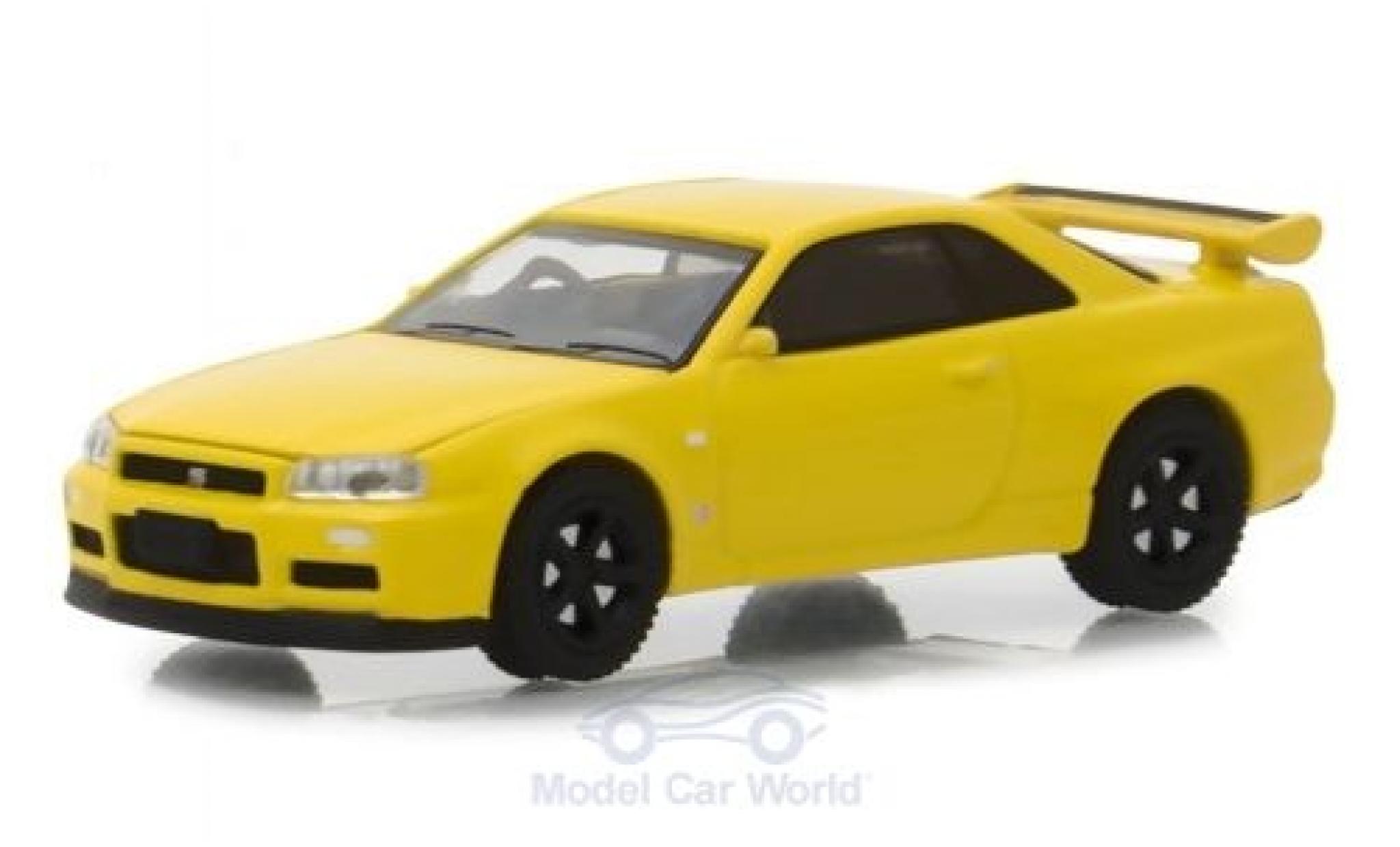 Nissan Skyline 1/64 Greenlight GT-R (BNR34) giallo 2001 modellino in miniatura