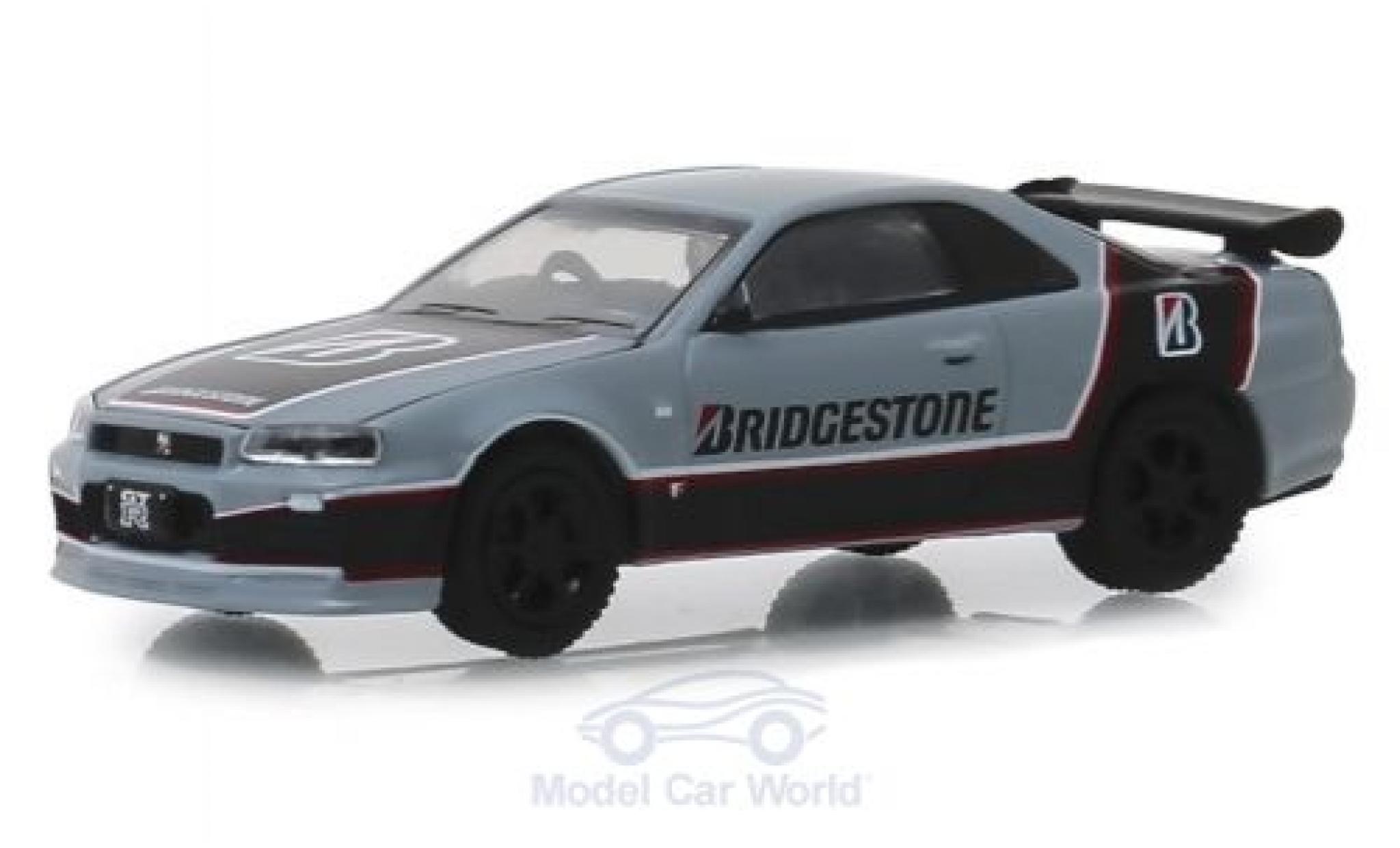 Nissan Skyline 1/64 Greenlight GT-R grigio/nero Bridgestone 2001 modellino in miniatura