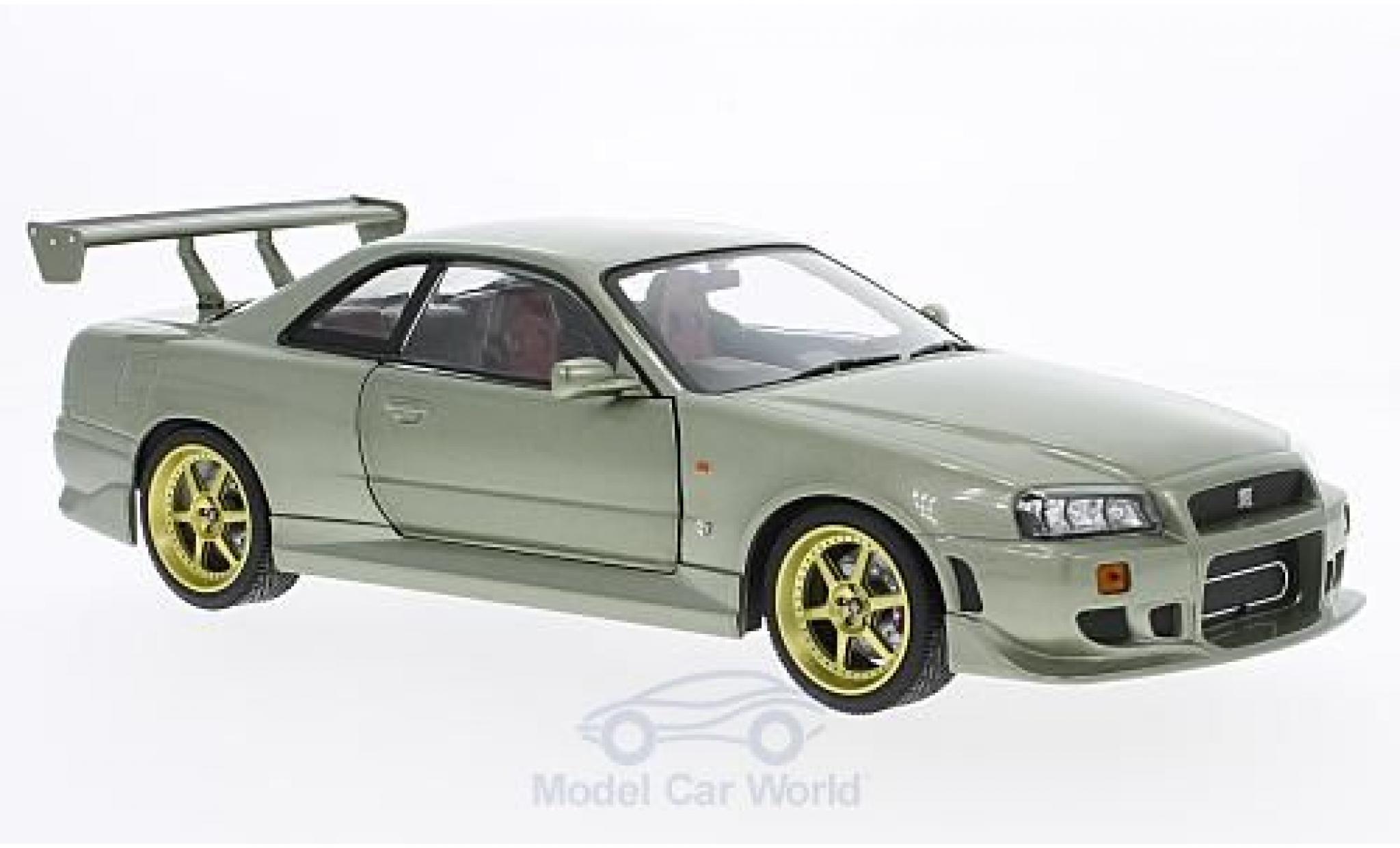 Nissan Skyline 1/18 Greenlight GT-R34 metallico verde RHD 1999 modellino in miniatura