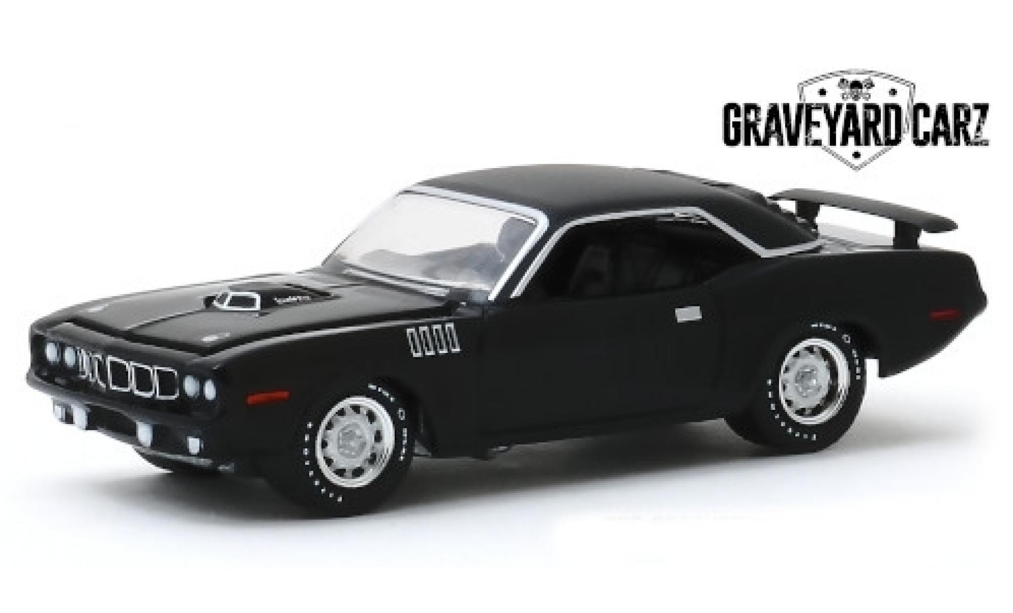 Plymouth Cuda 1/64 Greenlight 340 matt-nero Graveyard Carz 1971 Gone in 60 Seconds modellino in miniatura