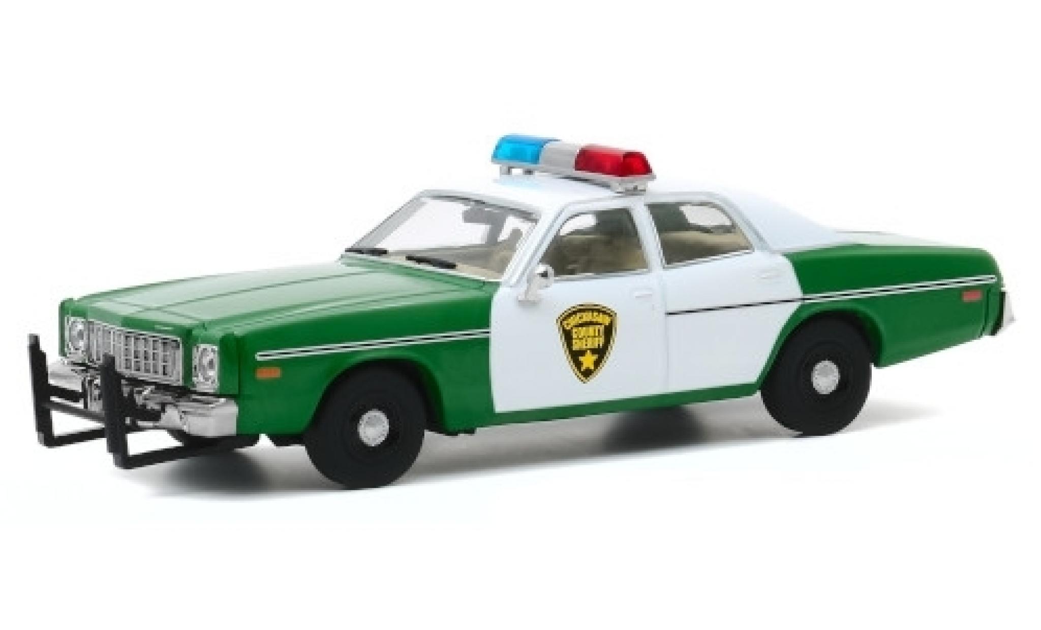Plymouth Fury 1/64 Greenlight Chickasaw County Sheriff 1975 modellino in miniatura