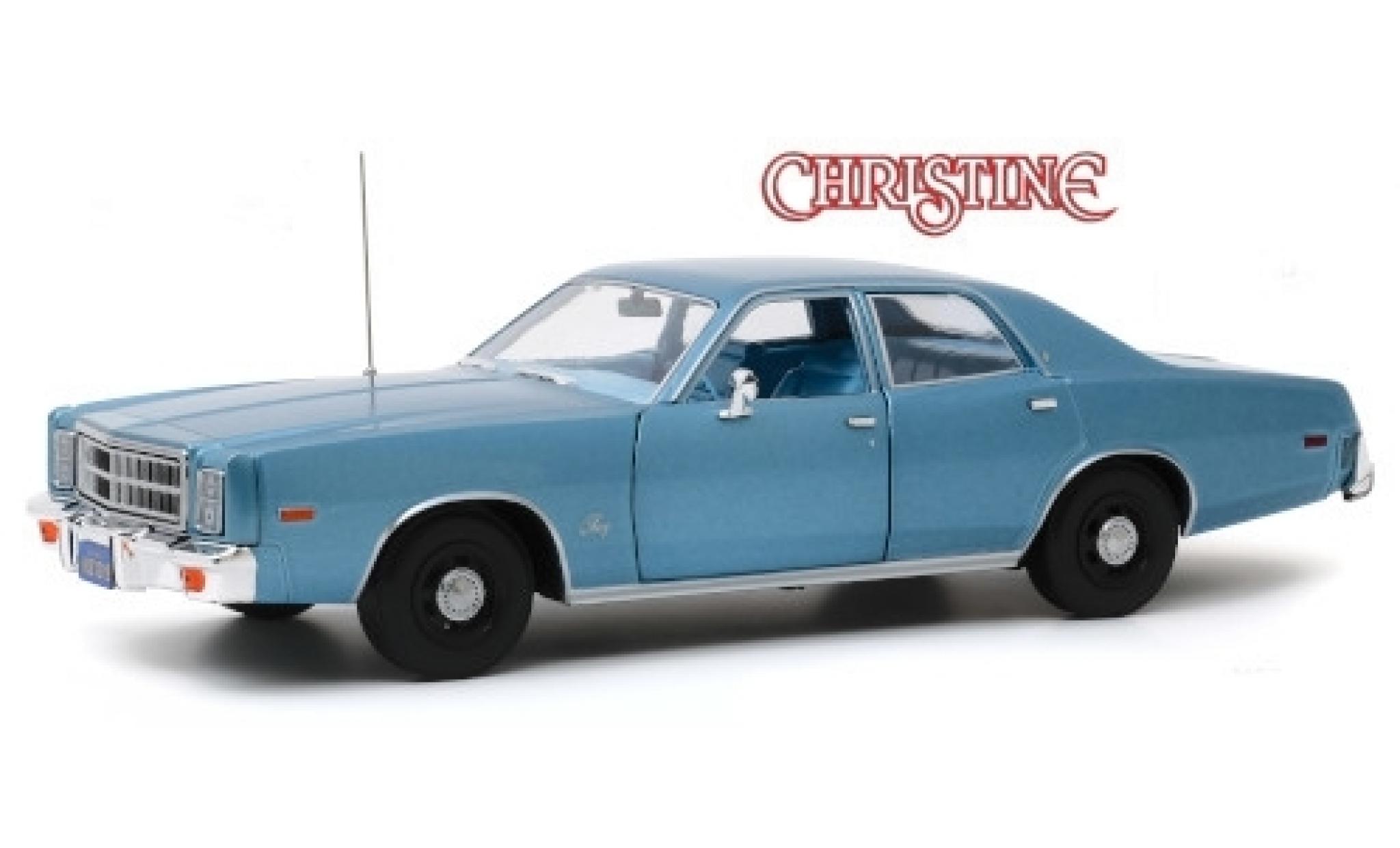 Plymouth Fury 1/18 Greenlight metallico blu Christine 1977 Detective Rudolph Junkins modellino in miniatura