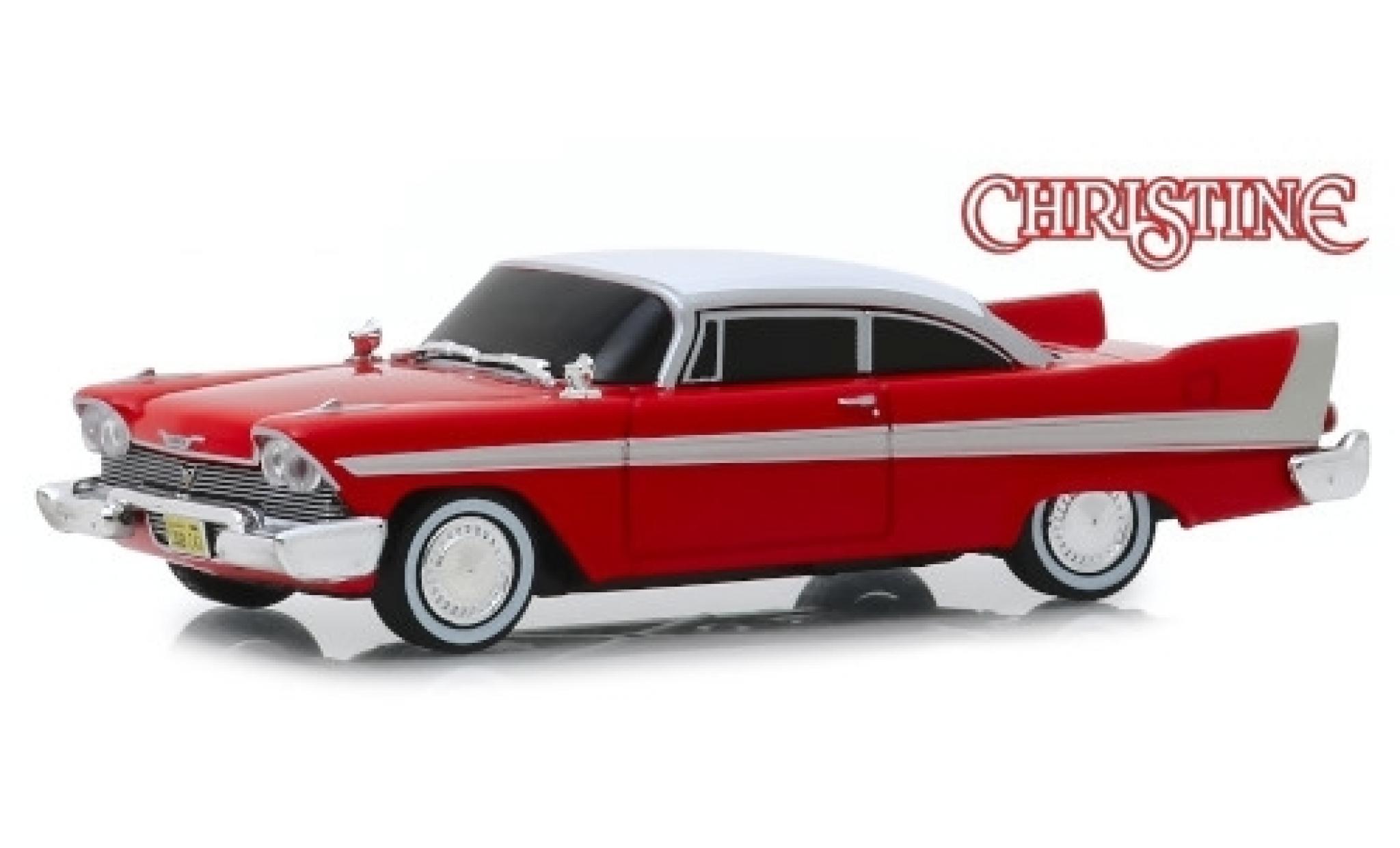 Plymouth Fury 1/43 Greenlight rosso/bianco Christine 1958 Evil Version (getönte Scheiben) modellino in miniatura