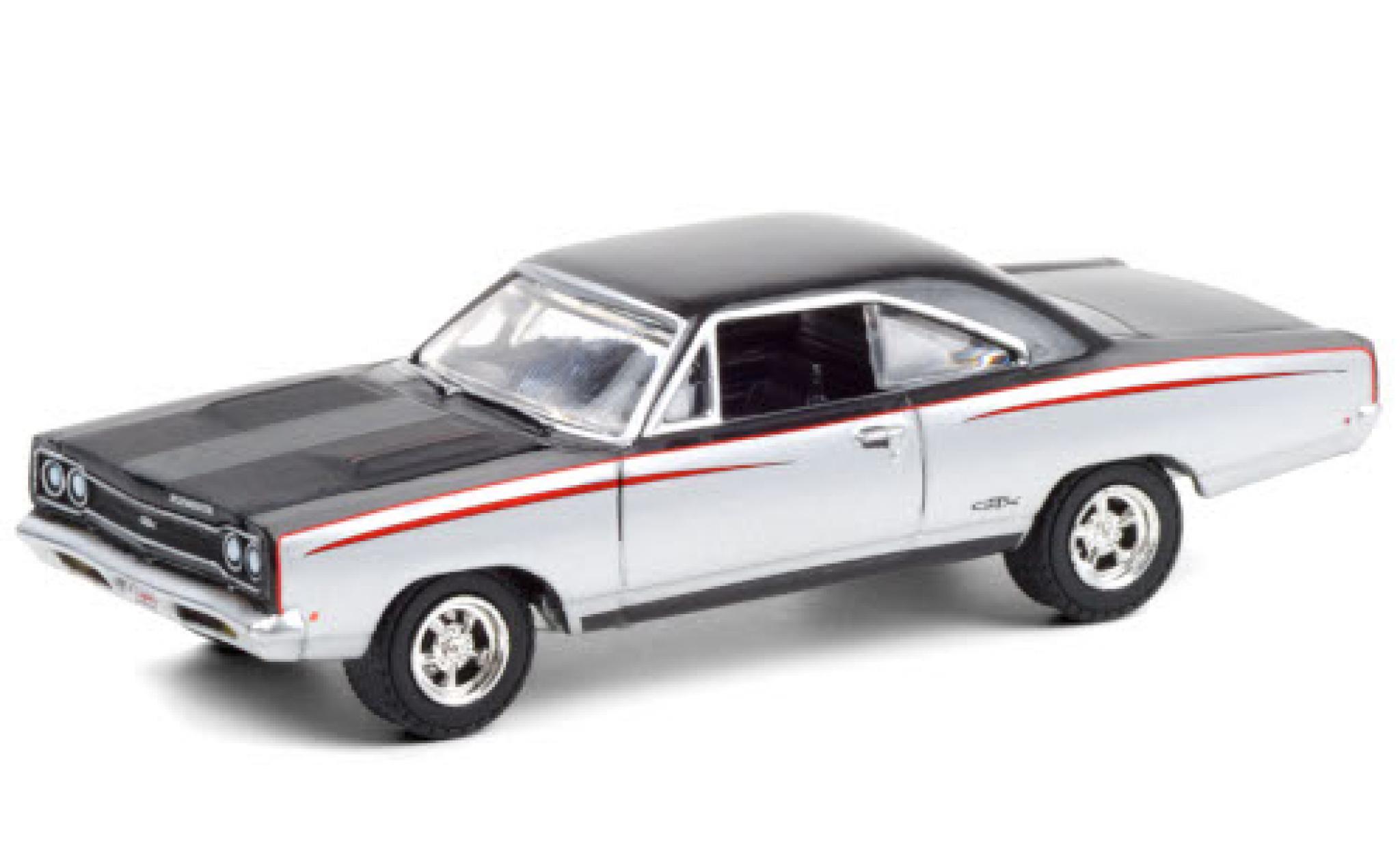 Plymouth GTX 1/64 Greenlight Custom grigio/nero 1968 modellino in miniatura