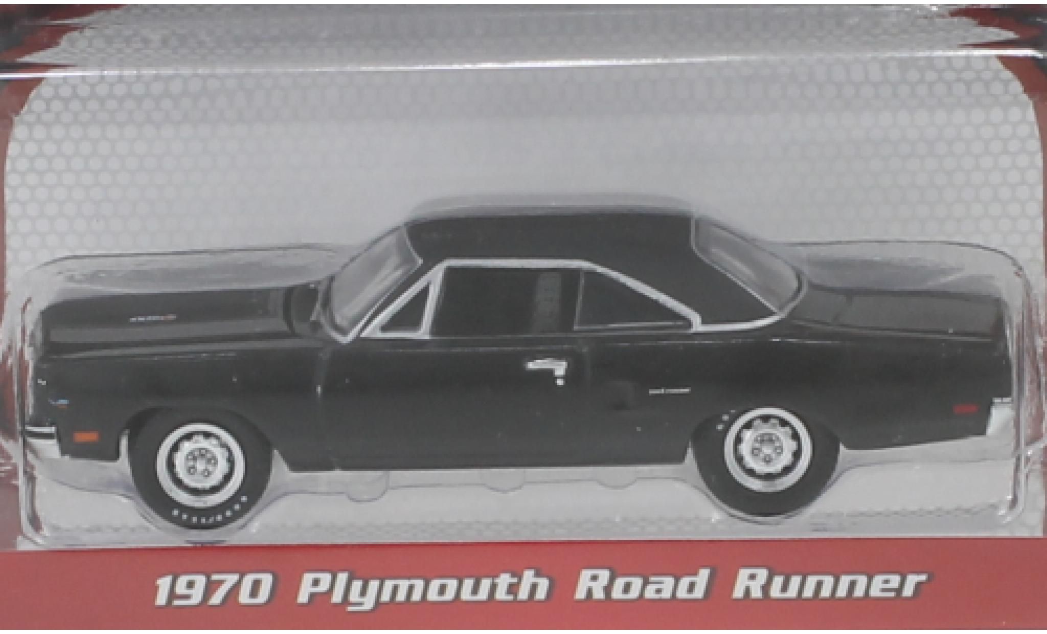 Plymouth Road Runner 1/64 Greenlight nero 1970 modellino in miniatura