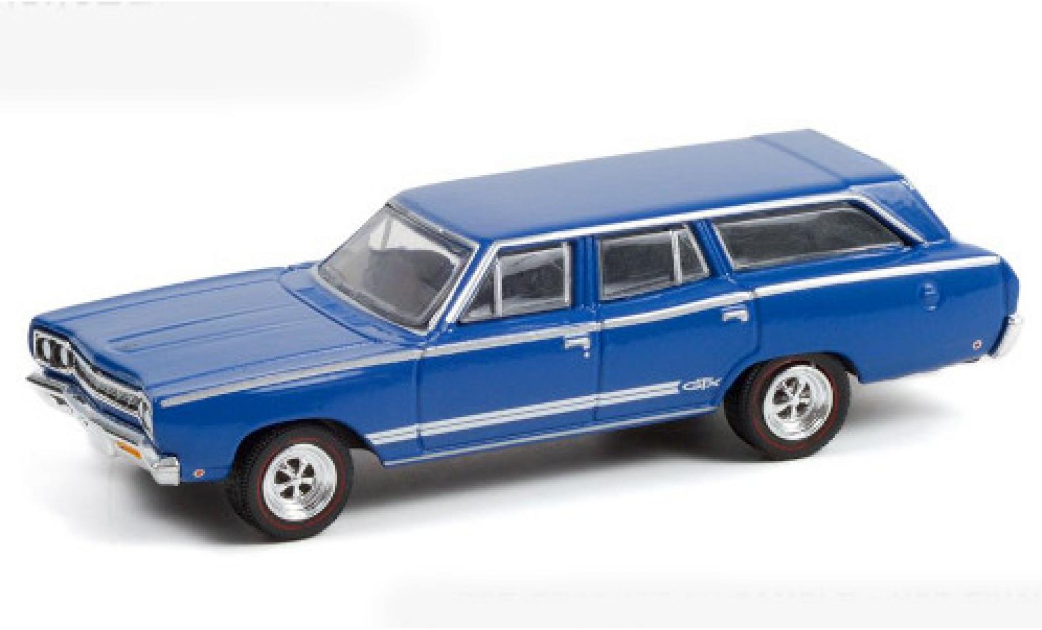 Plymouth Satellite 1/64 Greenlight blu/Dekor 1968 modellino in miniatura