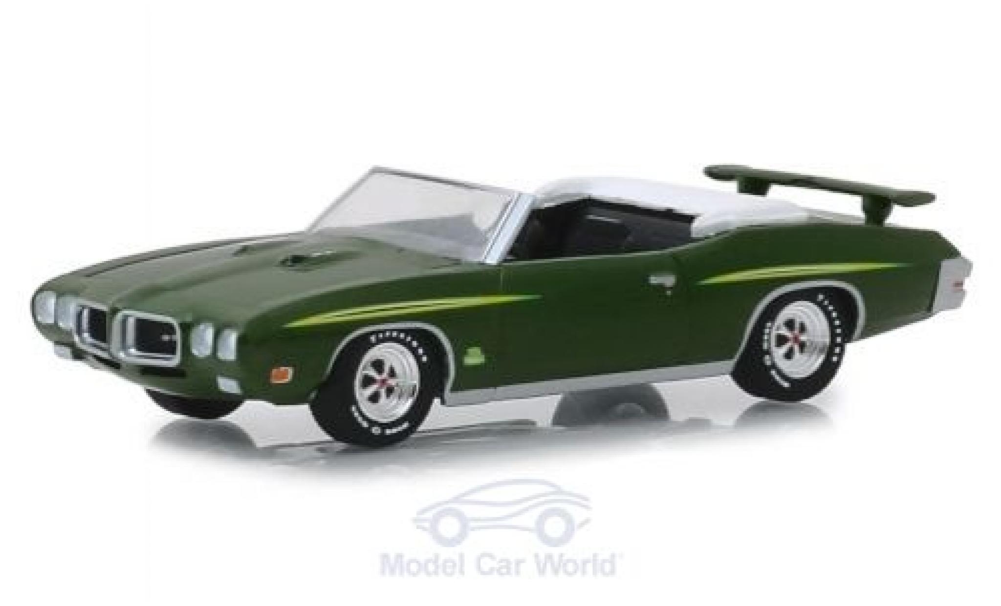 Pontiac GTO 1/64 Greenlight Judge Convertibile metallico verde 1970 modellino in miniatura